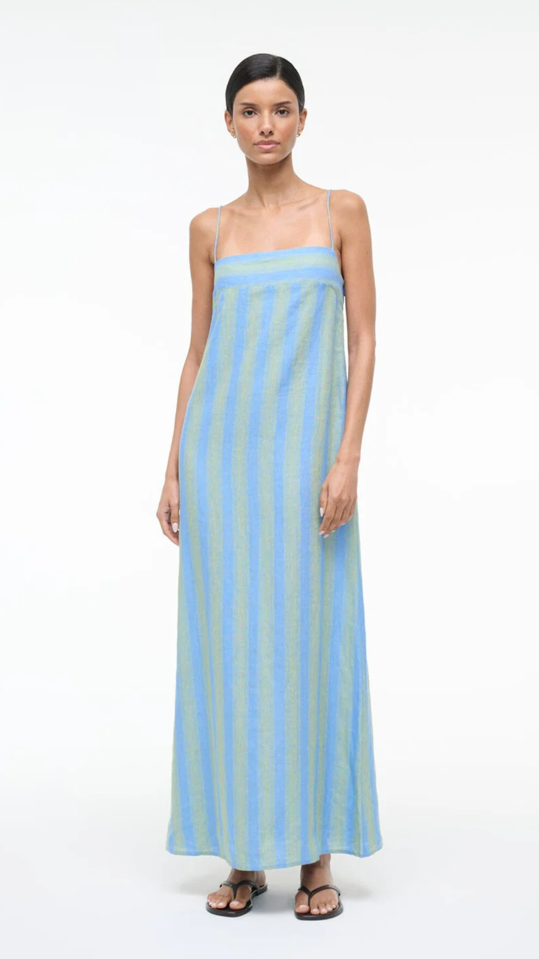 Staud Laura Linen Dress in Seaport Stripe