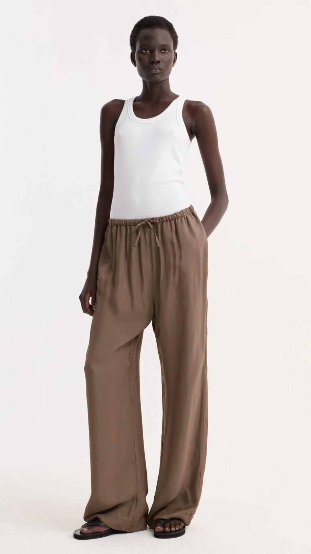 Róhe Fluid Pajama Trouser in Brown Check