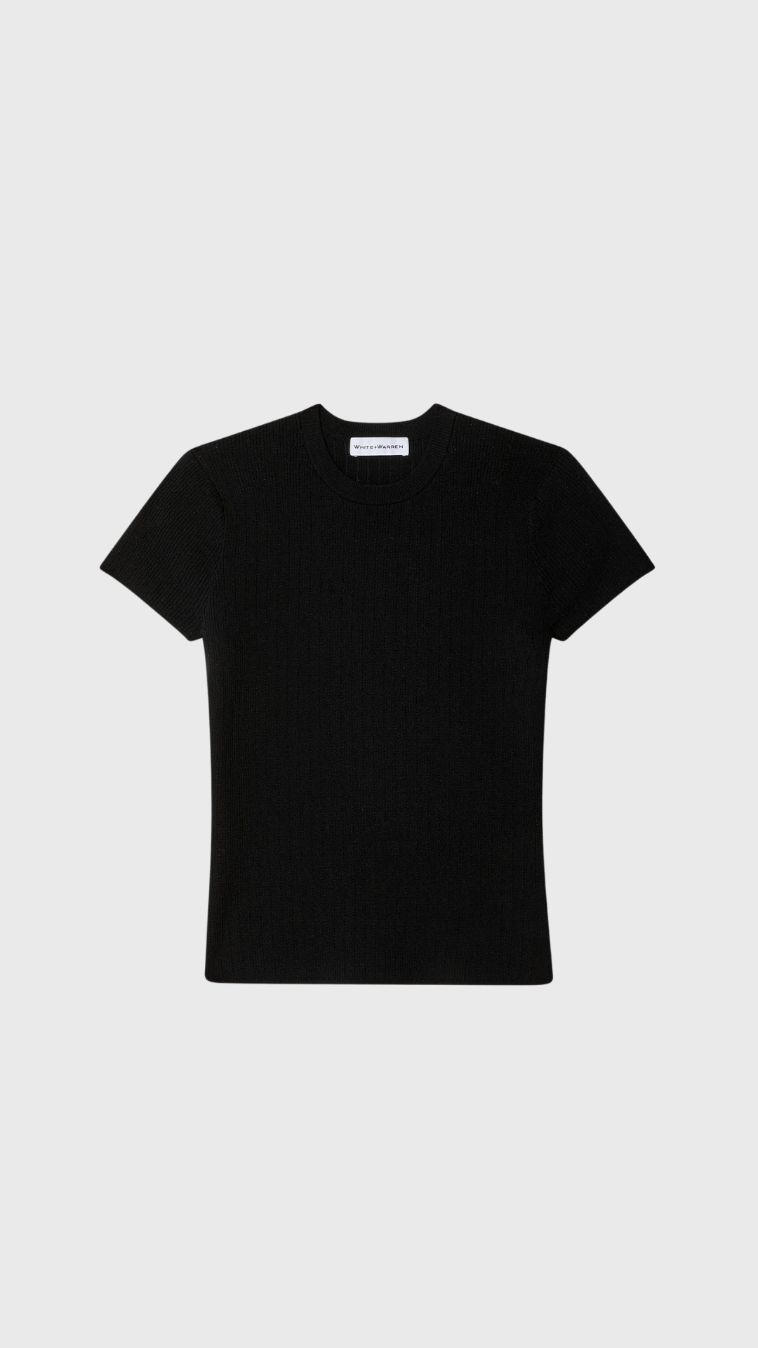 White + Warren Paperfine Pointelle Tee in Black