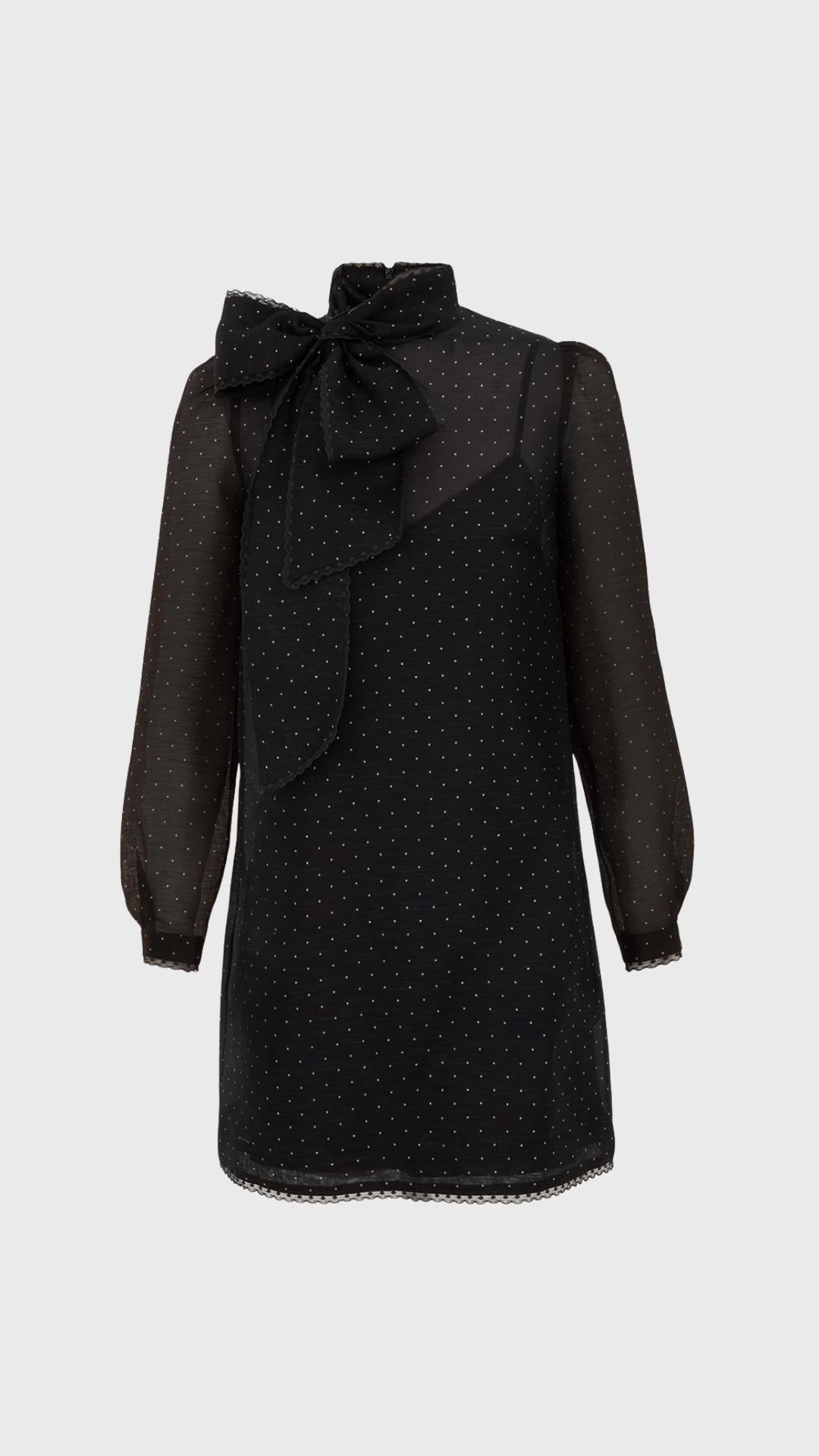 Zimmermann Dream Pussybow Mini Dress in Black Dot