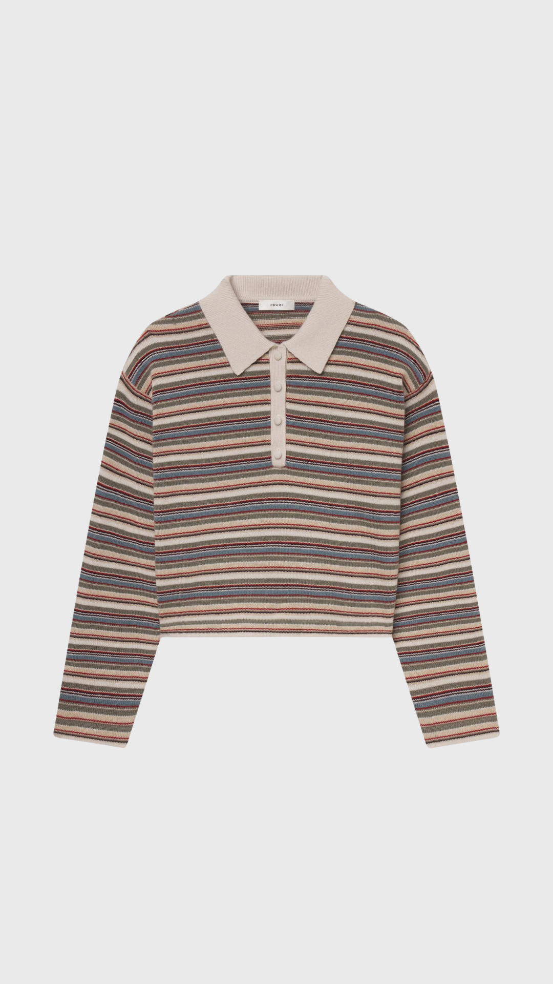 Frame The Quad Polo in Sky Blue Multi Stripe