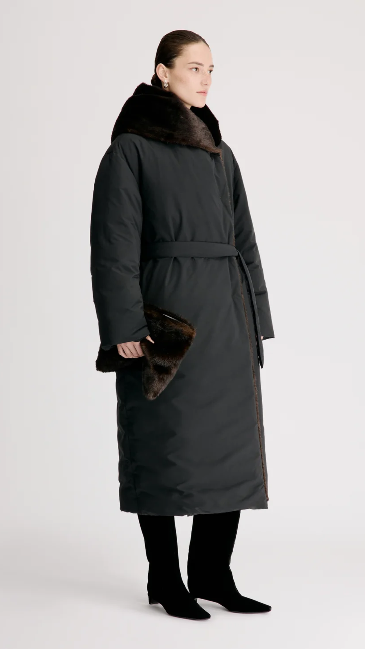 Loulou de Saison Darcy Puffer Coat in Black Grizzly