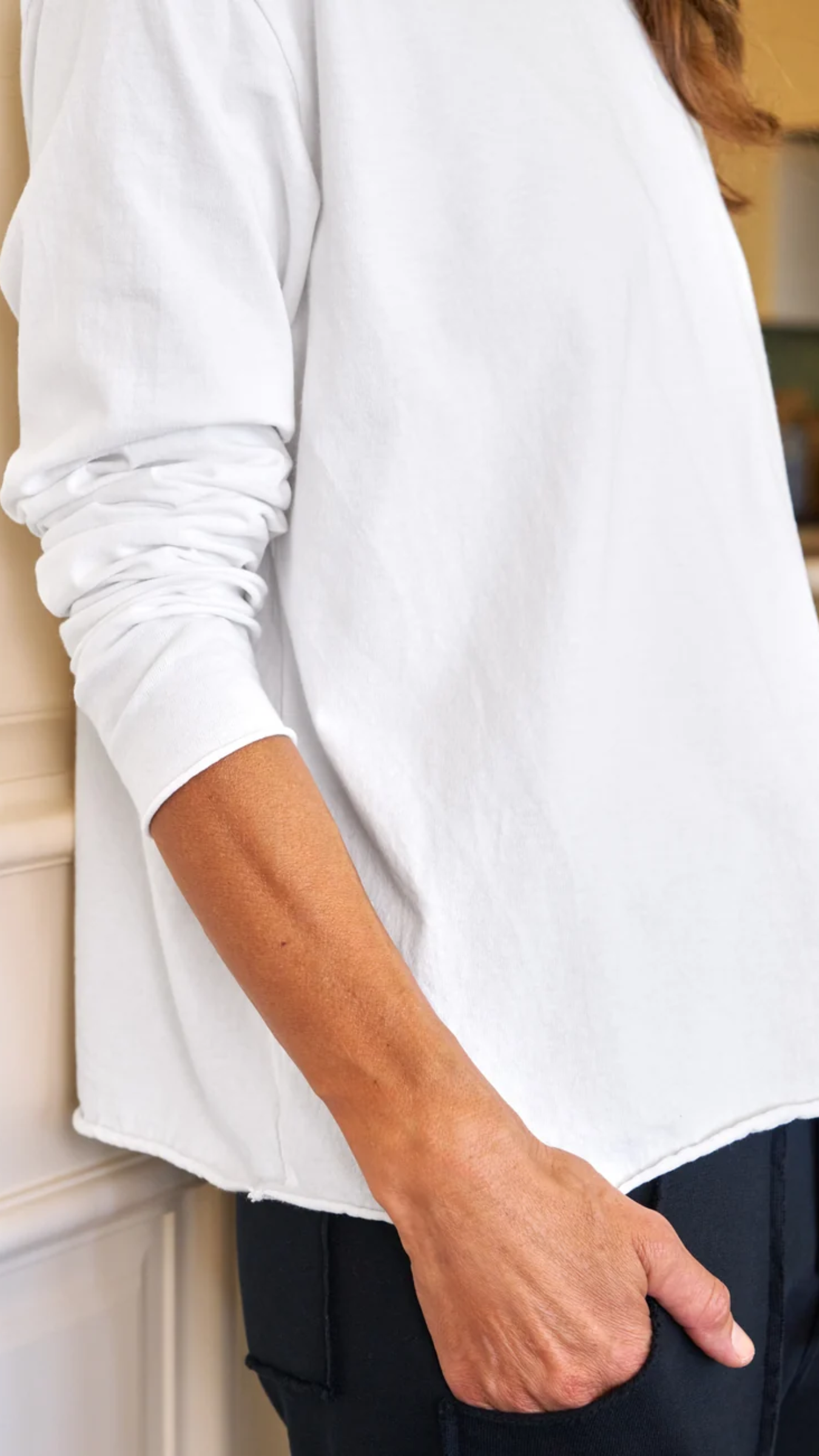 Frank & Eileen Quinn Long Sleeve Crewneck Tee in White
