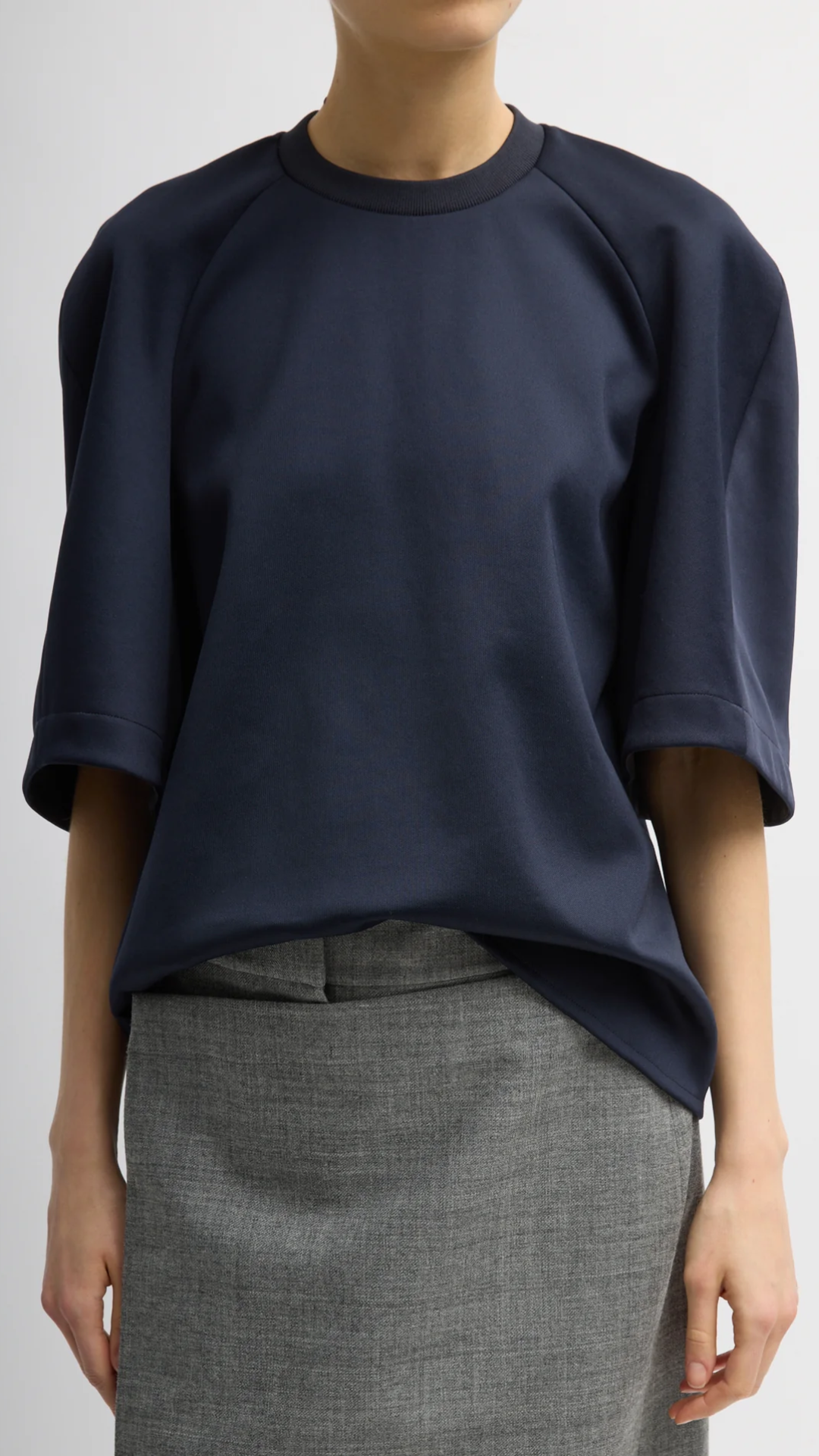 Tibi Active Knit Raglan Top in Navy