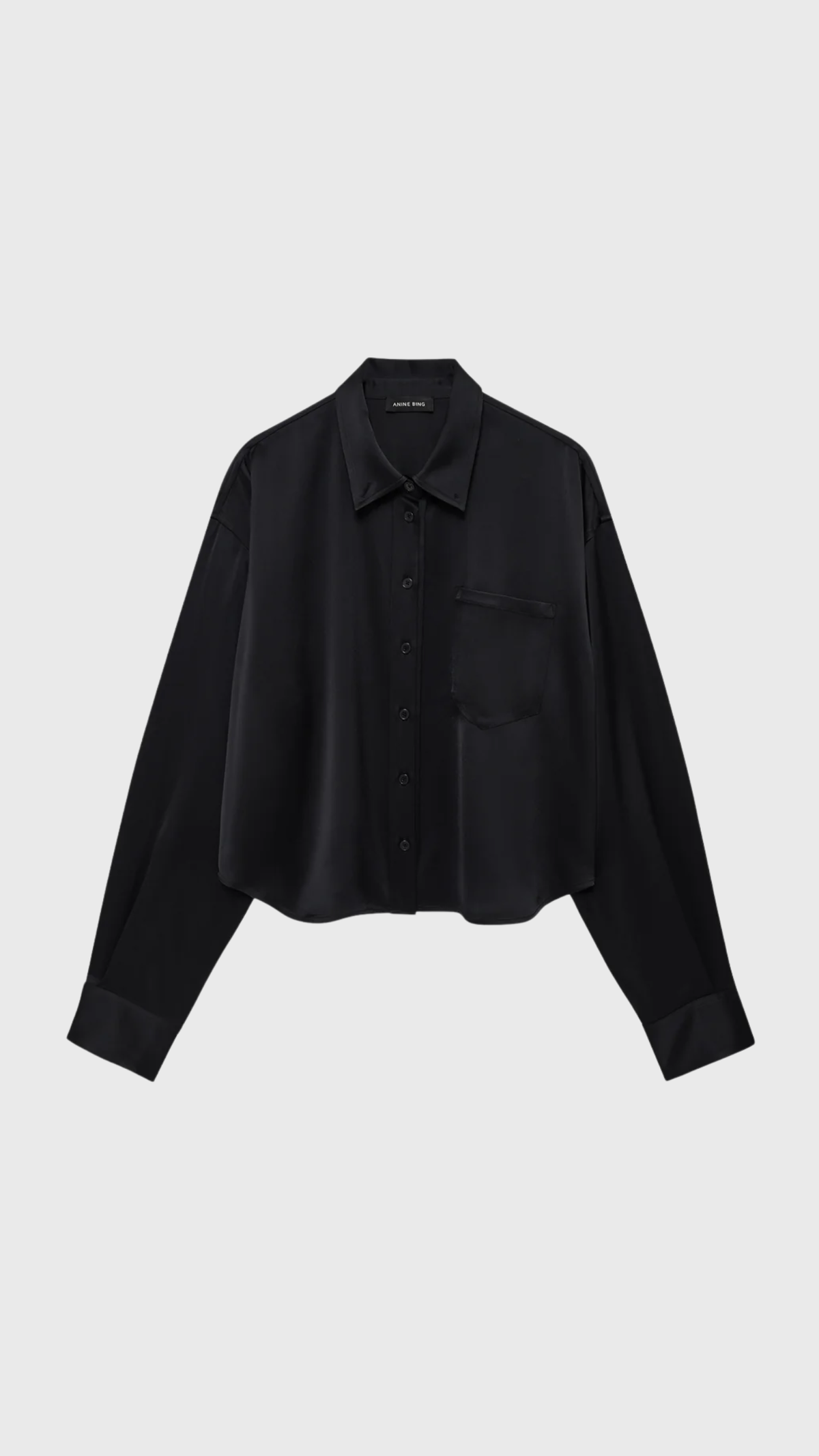 Anine Bing Scott Cropped Shirt in Black