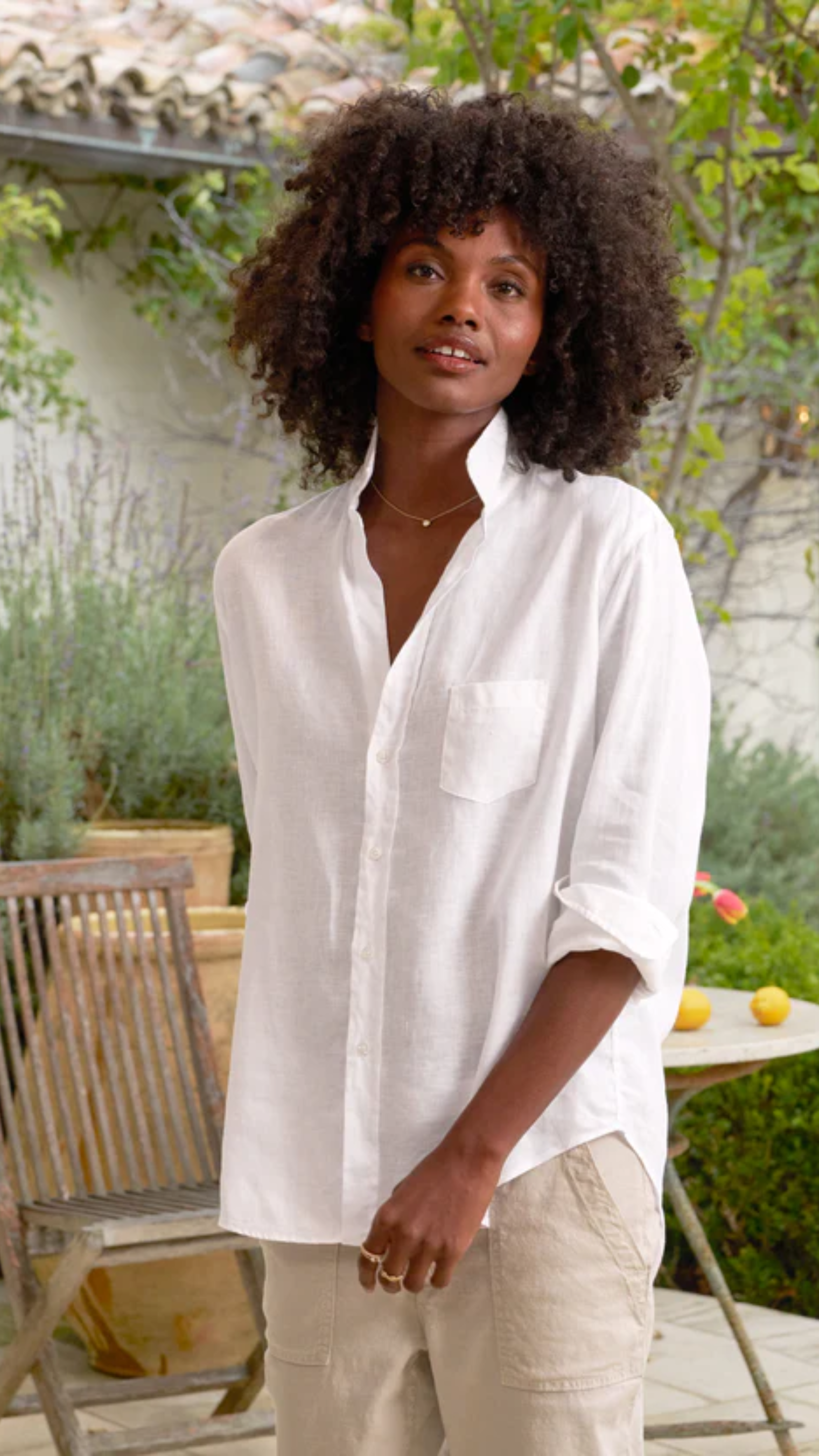 Frank & Eileen Eileen Relaxed Linen Button Up in White