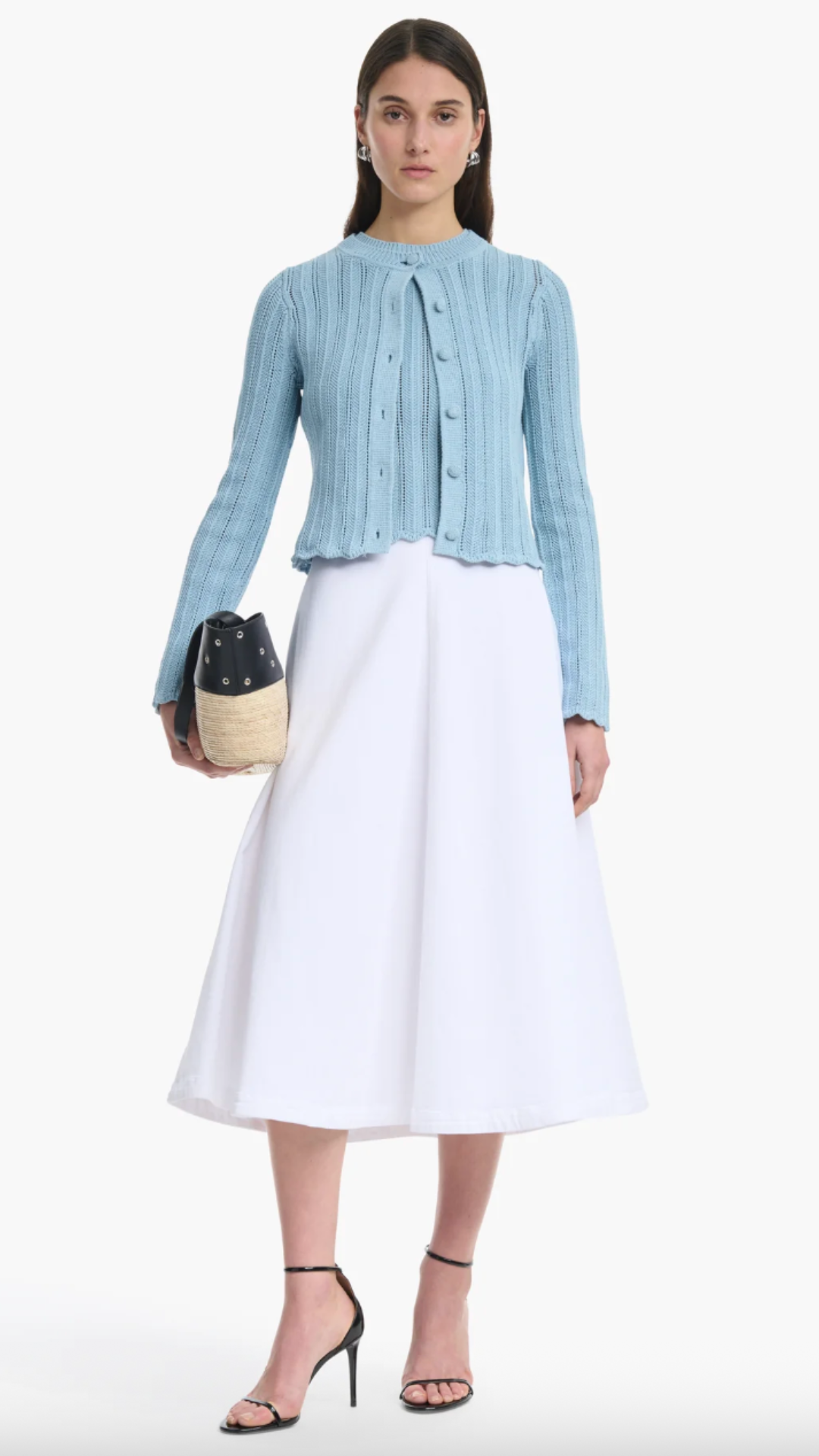 Altuzarra Varda Denim Skirt in Optic White