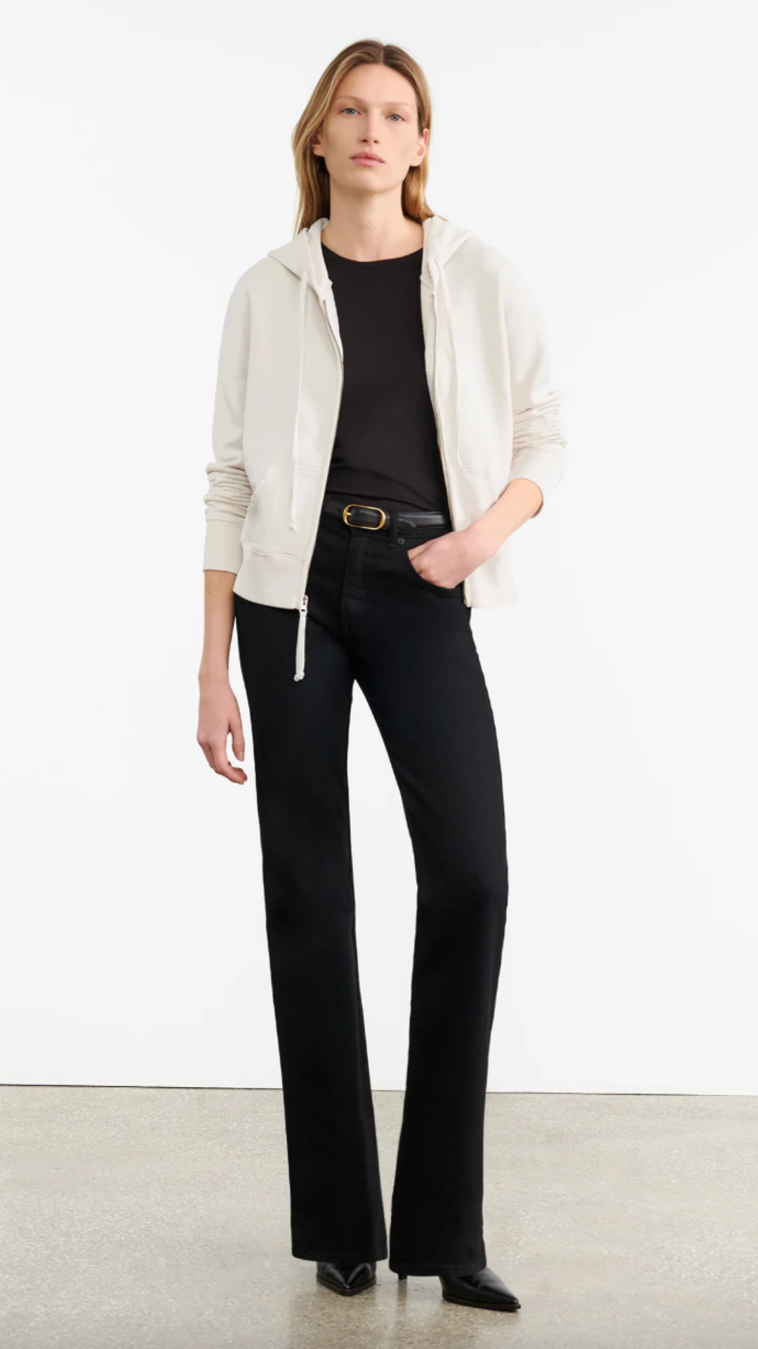 Nili Lotan Callie Zip Up Hoodie in Chalk