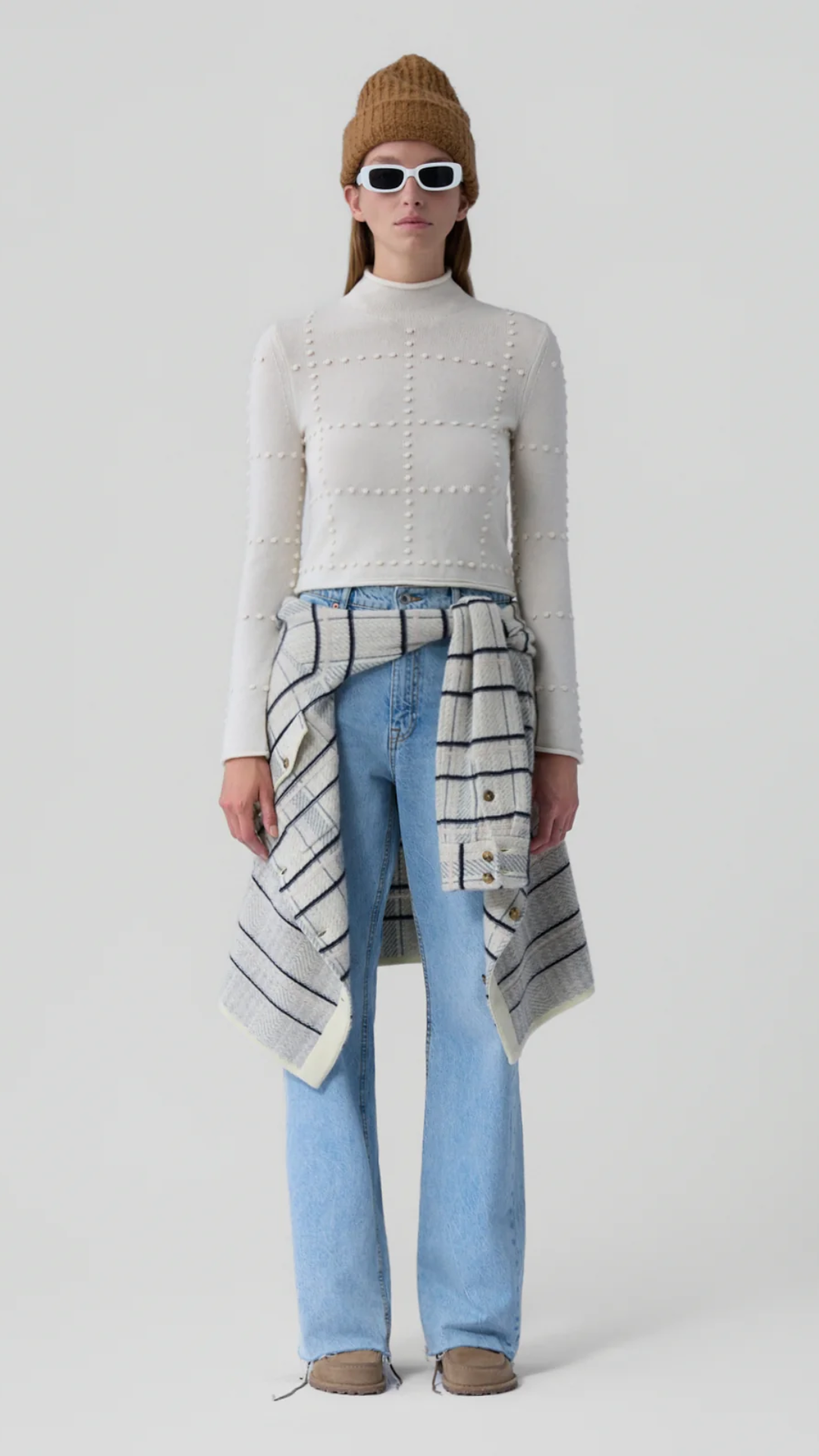 Guest In Residence Popcorn Top in Cashmere Blend in Cream