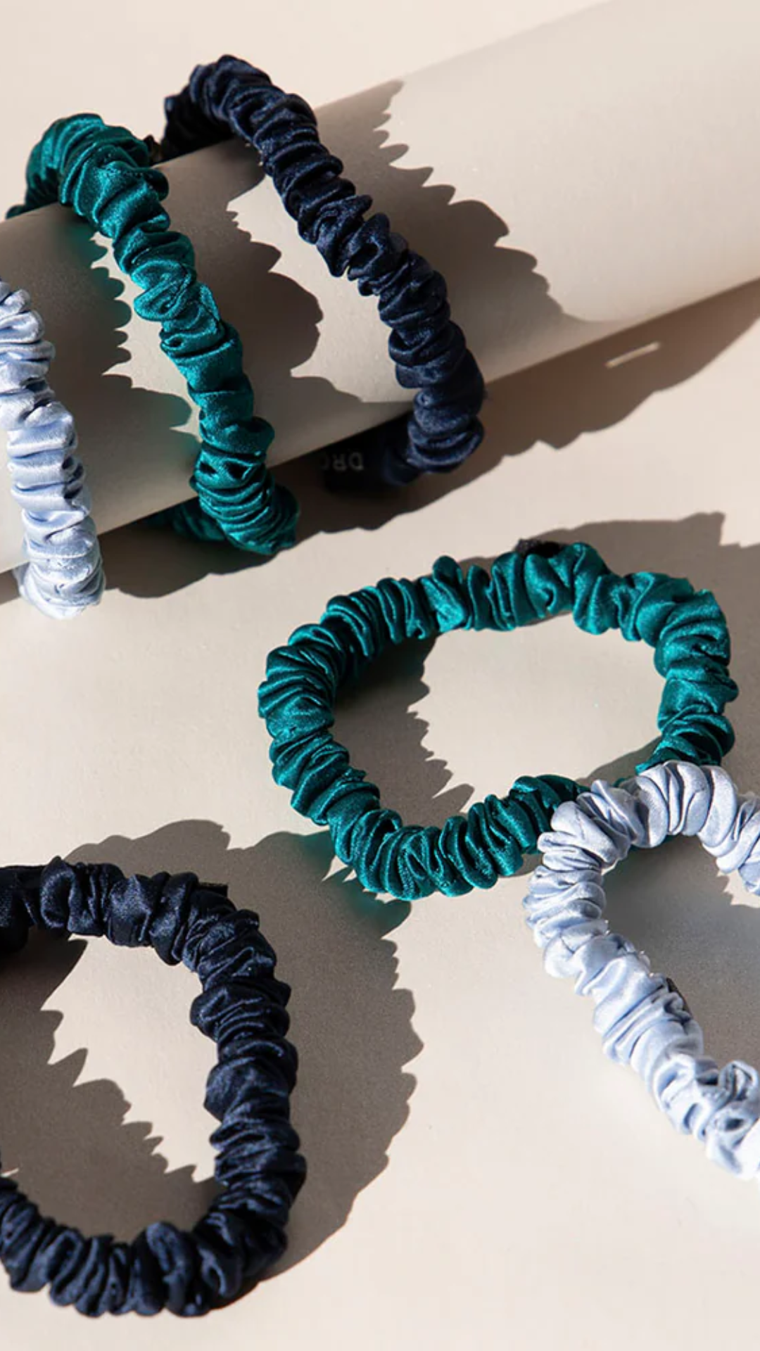 Drowsy Skinny Scrunchie Set in Green, Midnight, & Blue