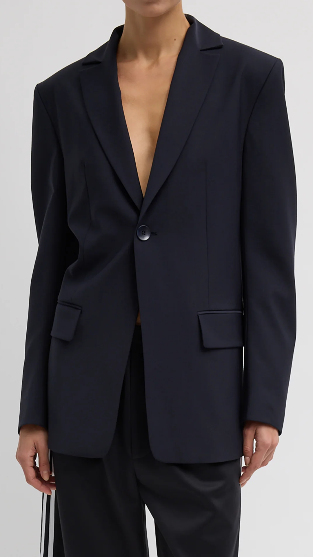 Tibi Tropical Wool Sculpted Blazer in Navy