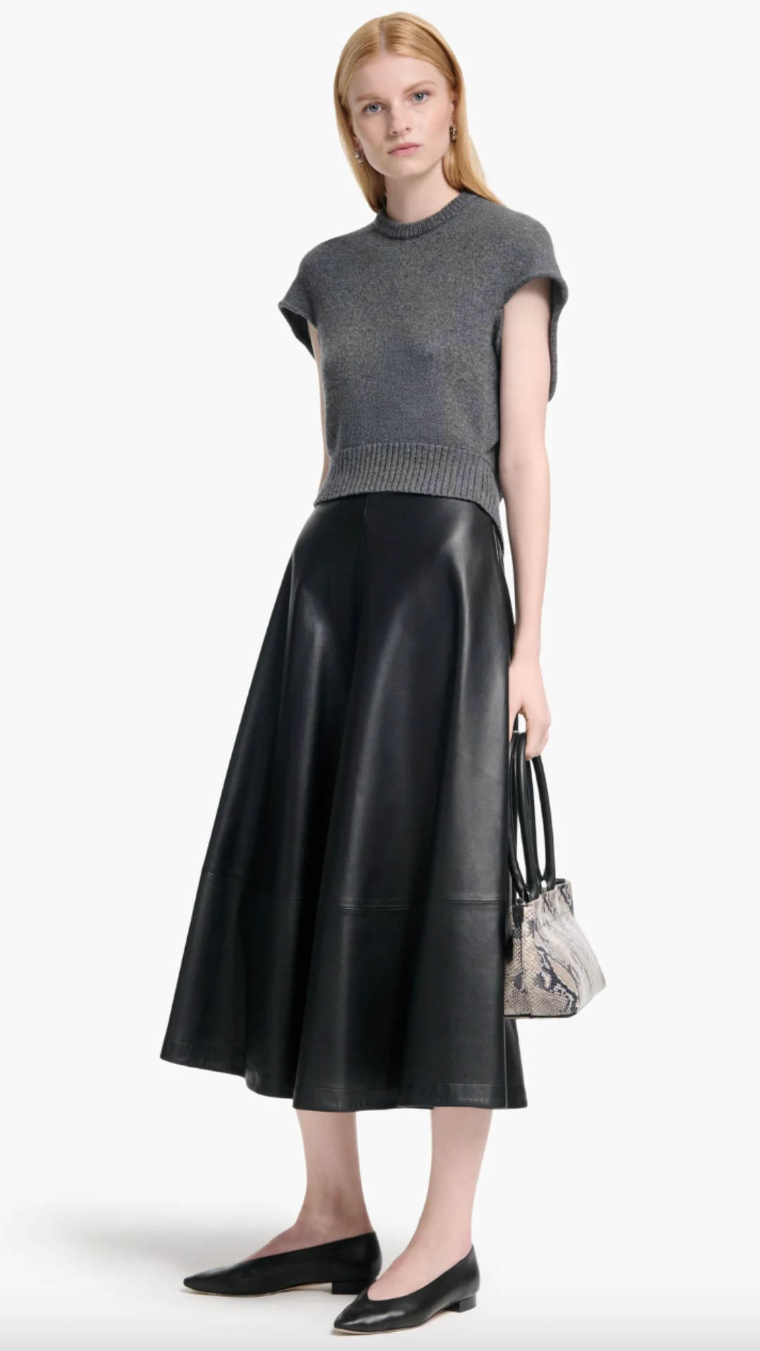 Altuzarra Banks Short Sleeve Mock Neck Top in Jet Melange