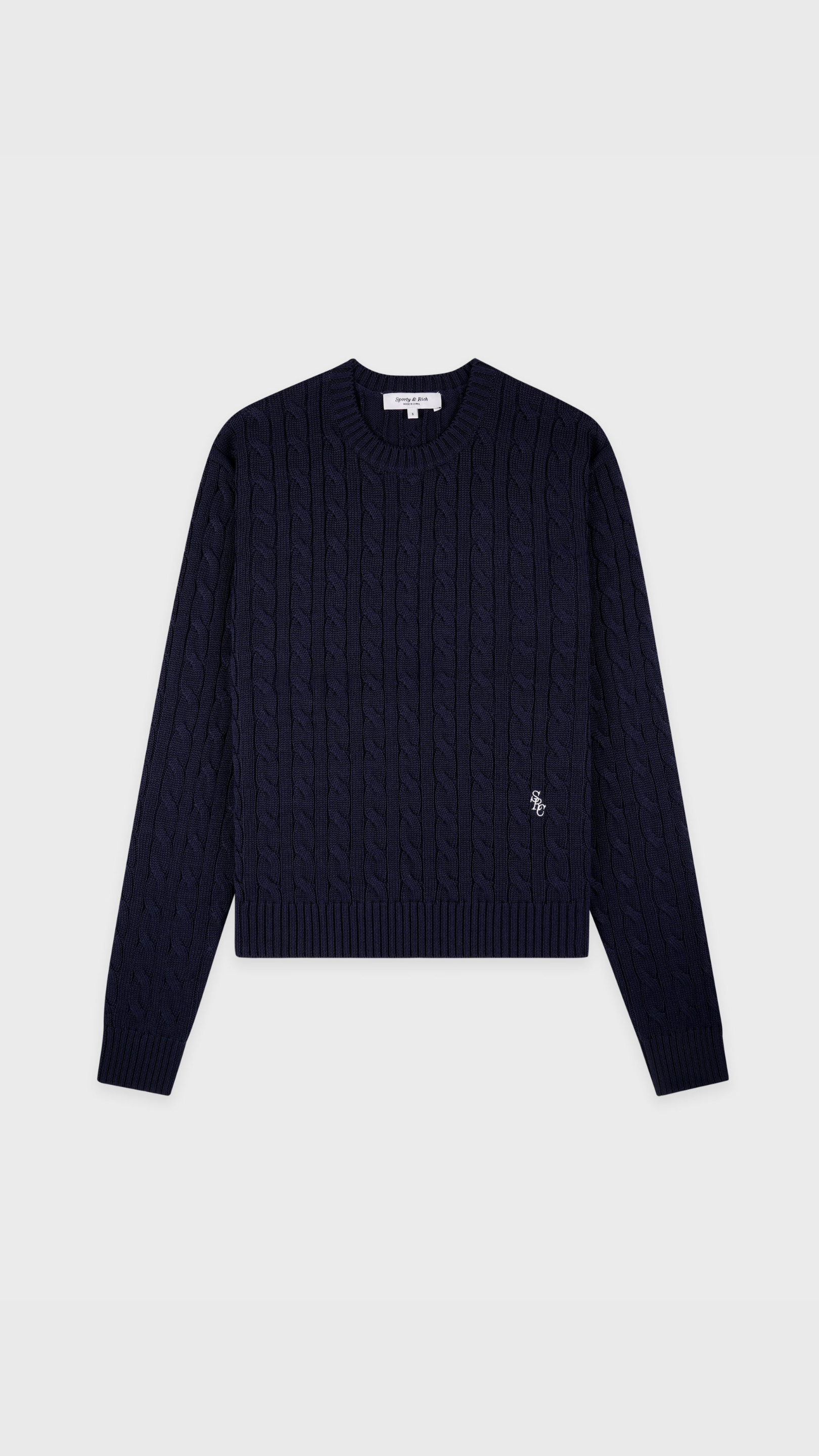 Sporty & Rich SRC Cable Sweater in Dark Navy