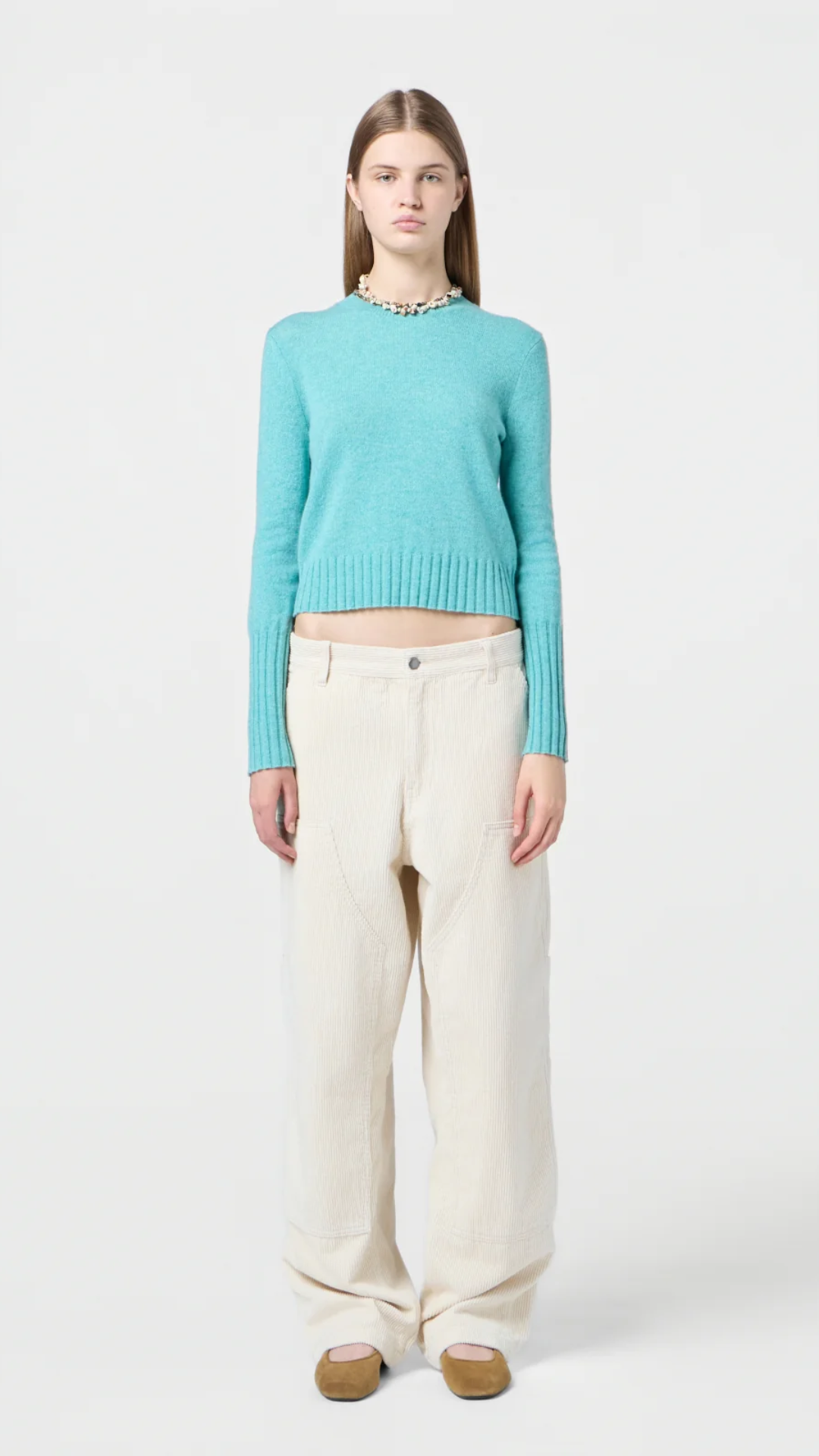 Guest in Residence Shrunken Crew Sweater in Glacier