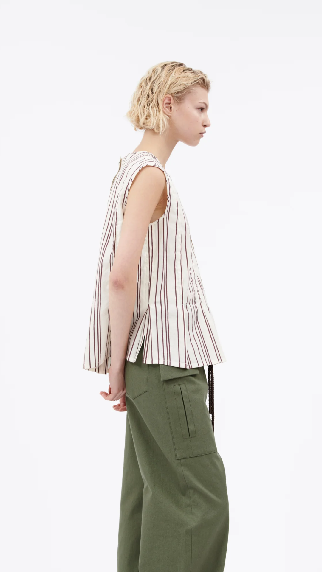 Odeeh Stripe Top in Burgundy