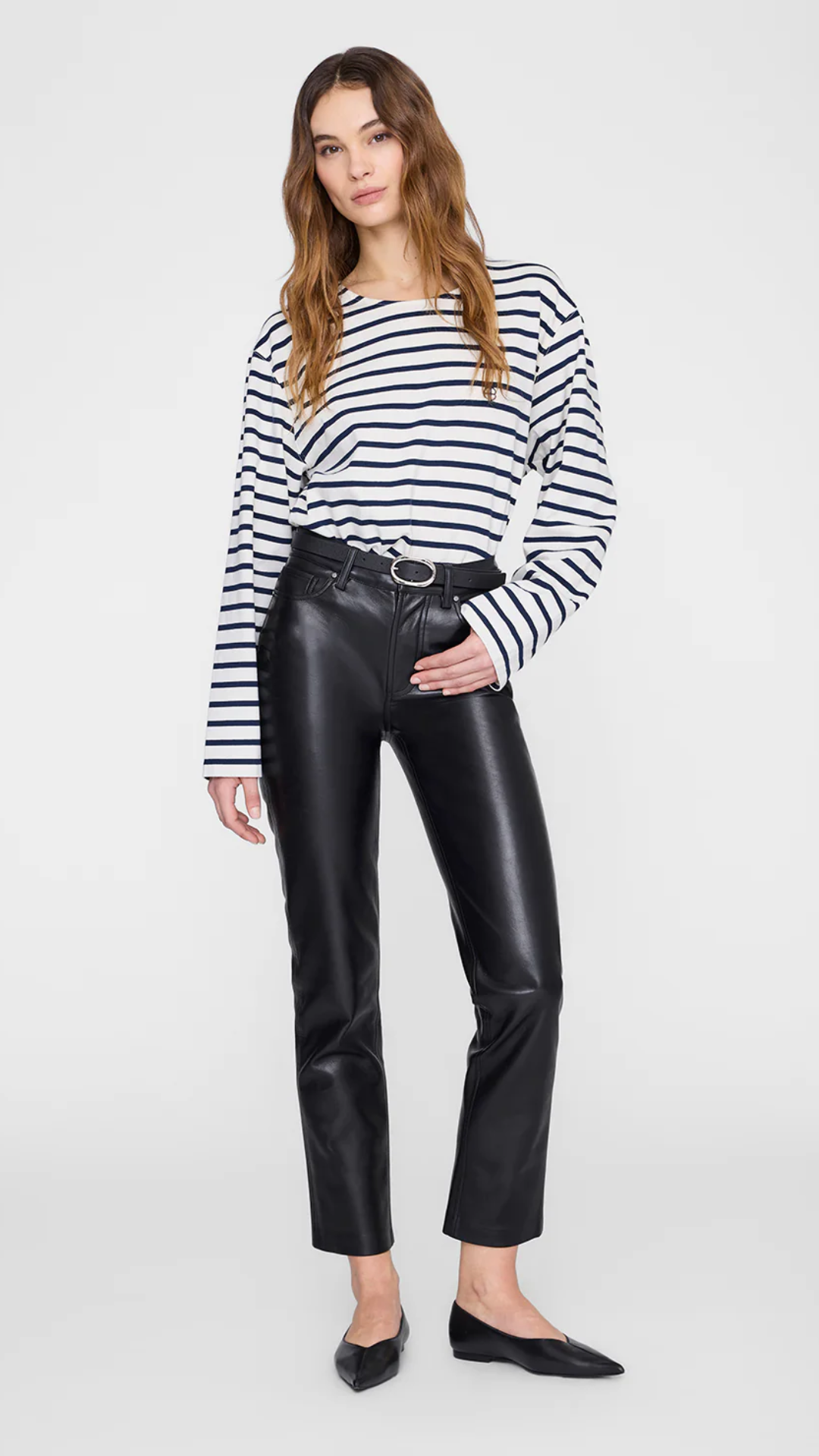 Anine Bing Newton Tee in Navy Stripe