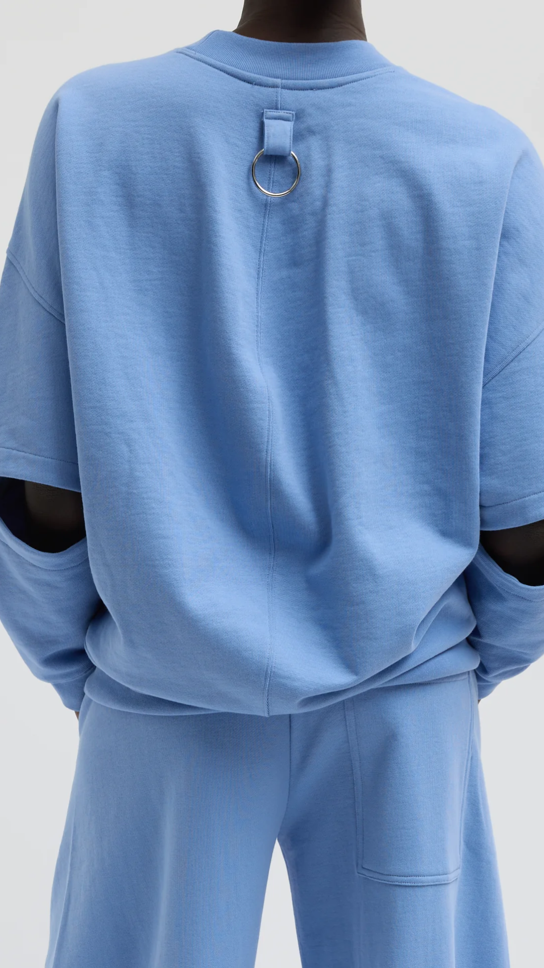 Tibi Cocoon Crewneck Sweatshirt in Light Blue