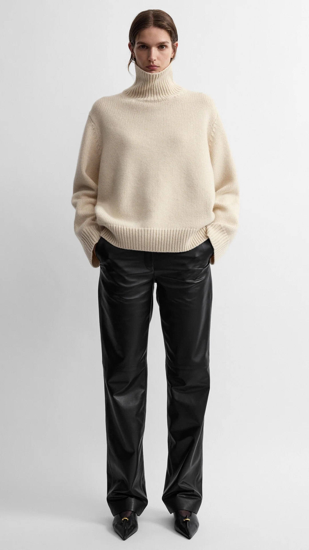 Toteme Oversized Lambswool Turtleneck in Almond