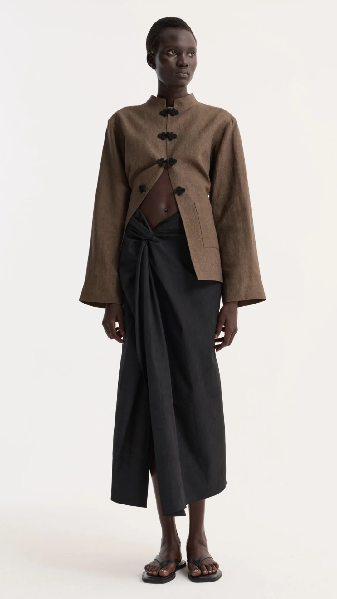 Róhe Sarong Textured Skirt in Black