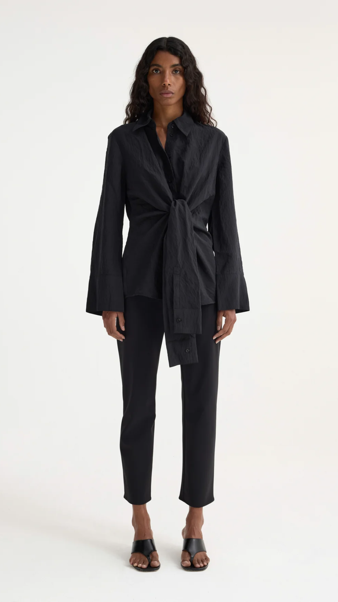 Rohe Silk Knotted Shirt in Black