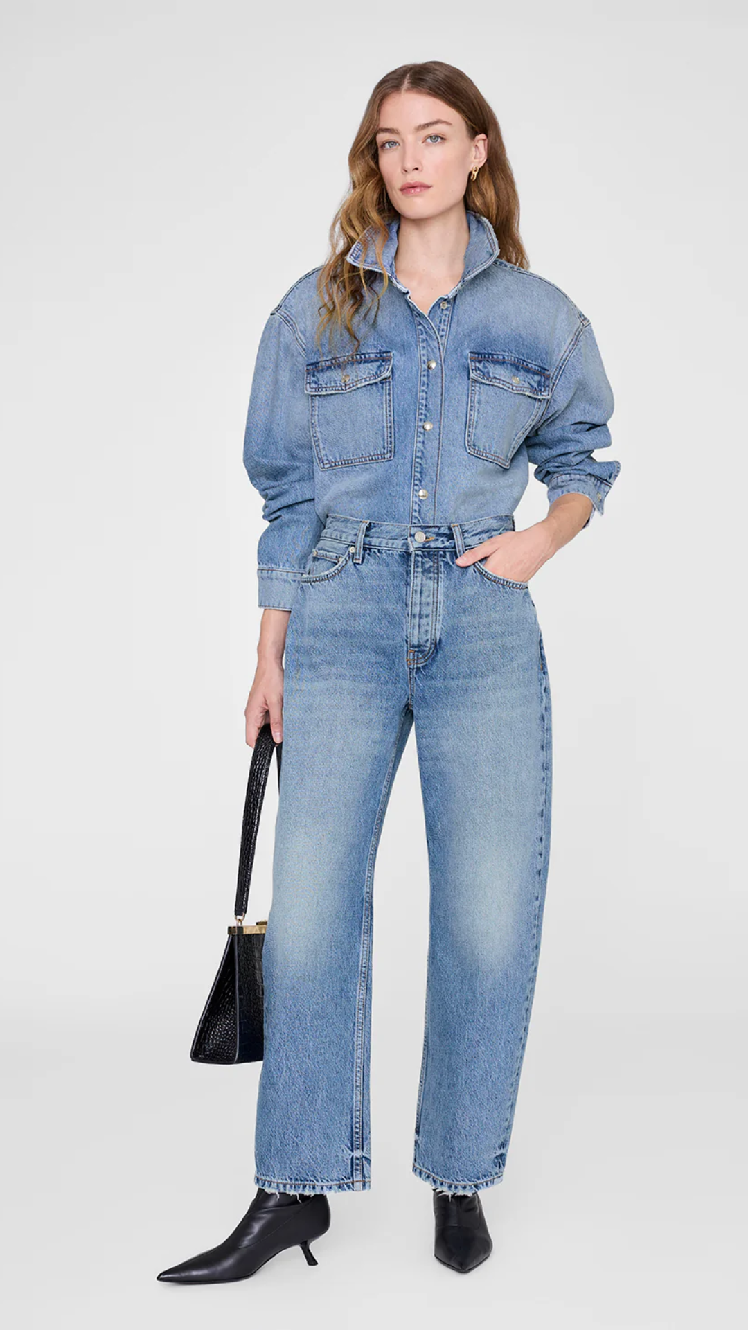 Anine Bing Paxton Denim Shirt in Washblue