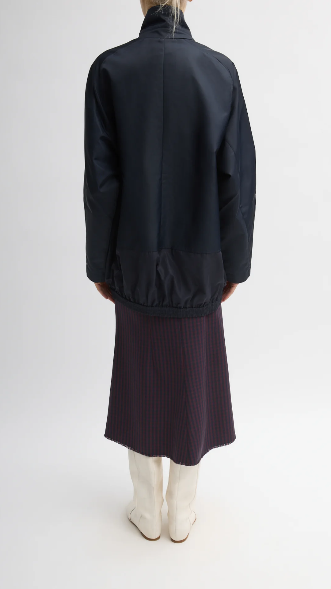 Tibi Eco Nylon Bomber Blazer in Navy
