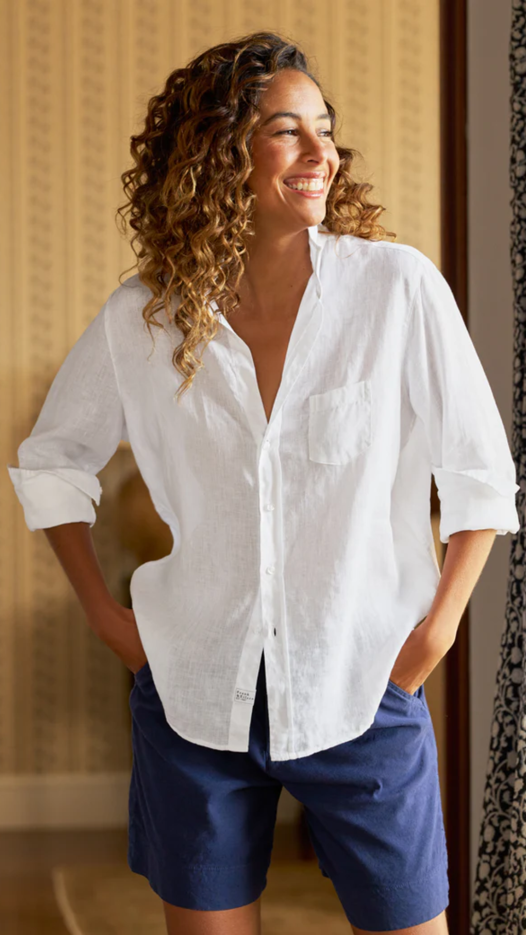Frank & Eileen Eileen Relaxed Button Up Shirt in White Linen