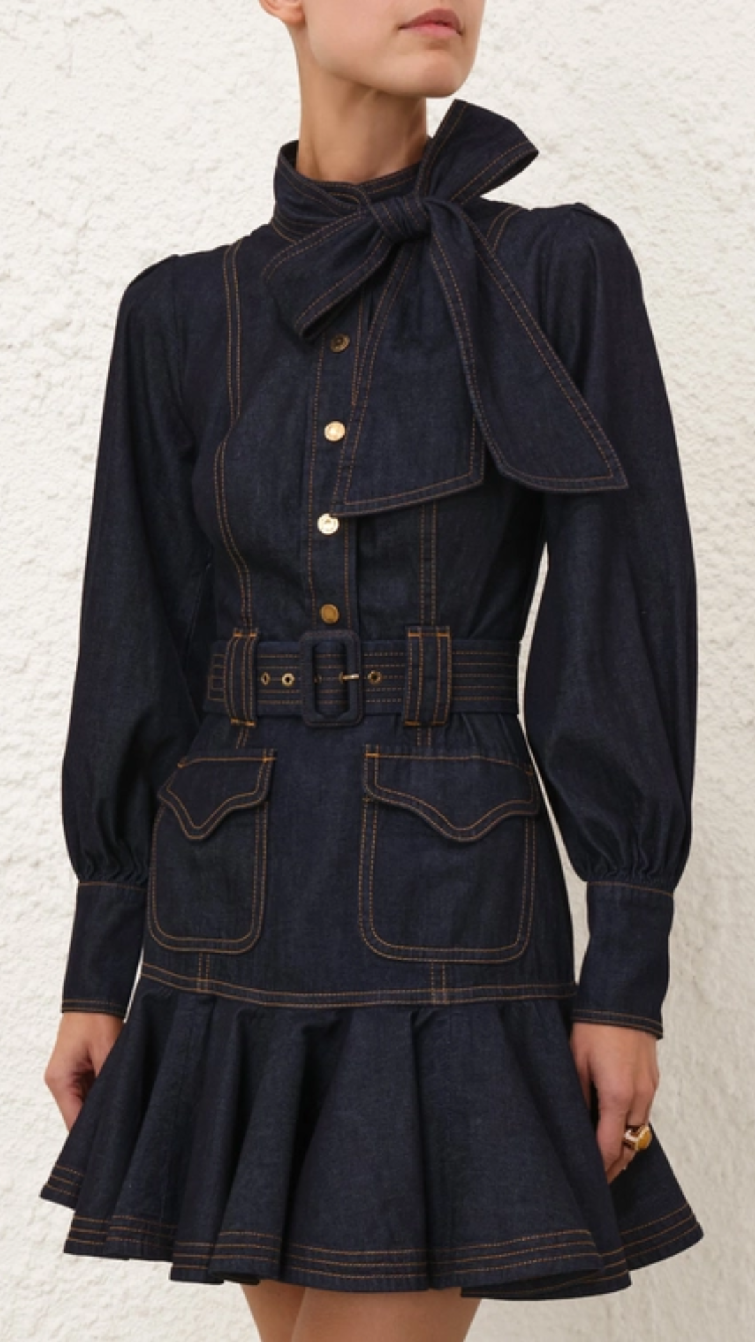 Zimmermann Denim Flip Mini Dress in Night Sky