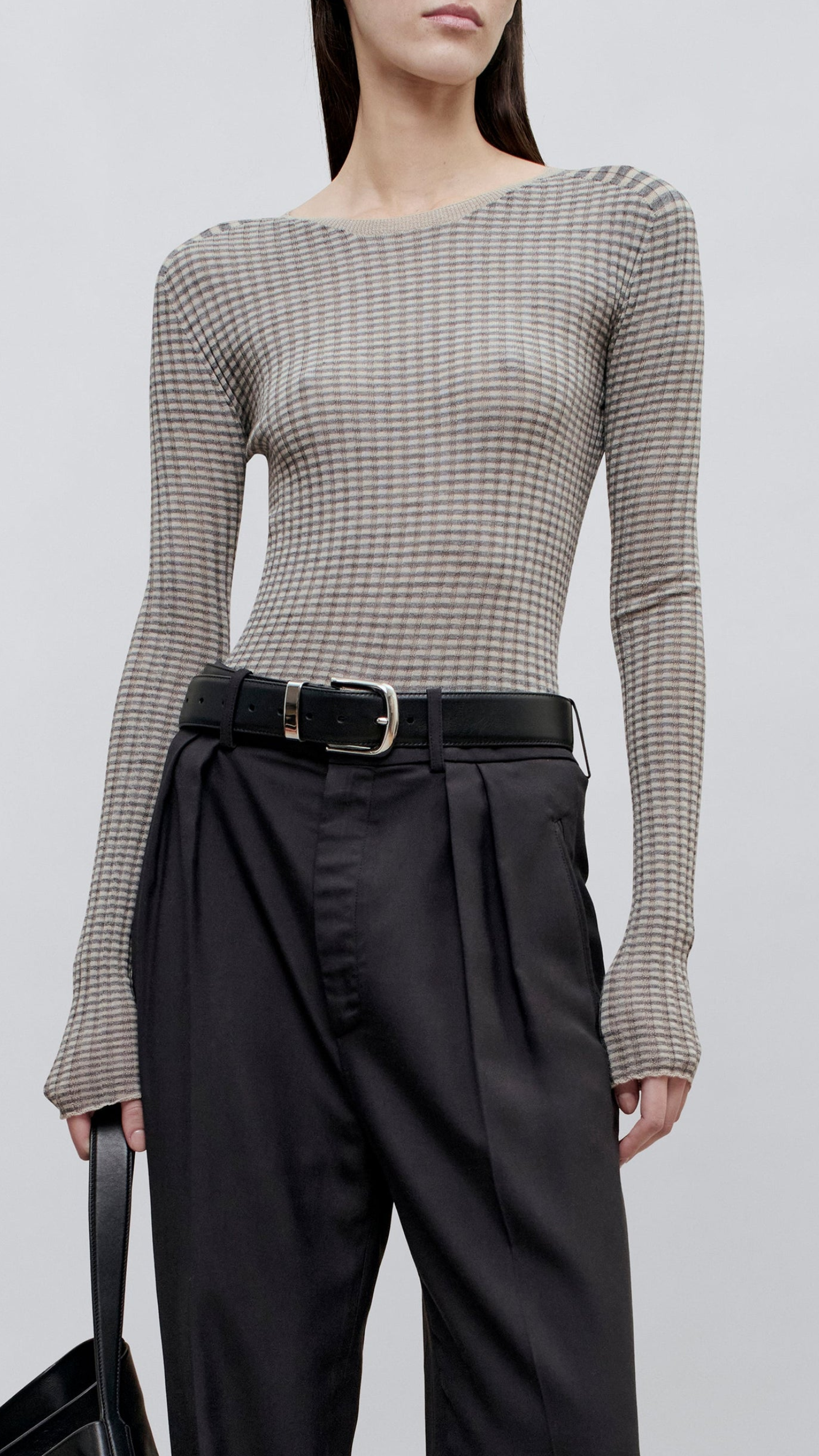 Kallmeyer Fabi Superfine Merino Fitted Long Sleeve in Heather Grey