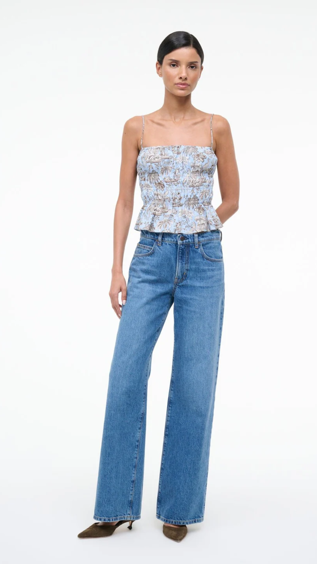 Staud Ayla Top in Sky Toile