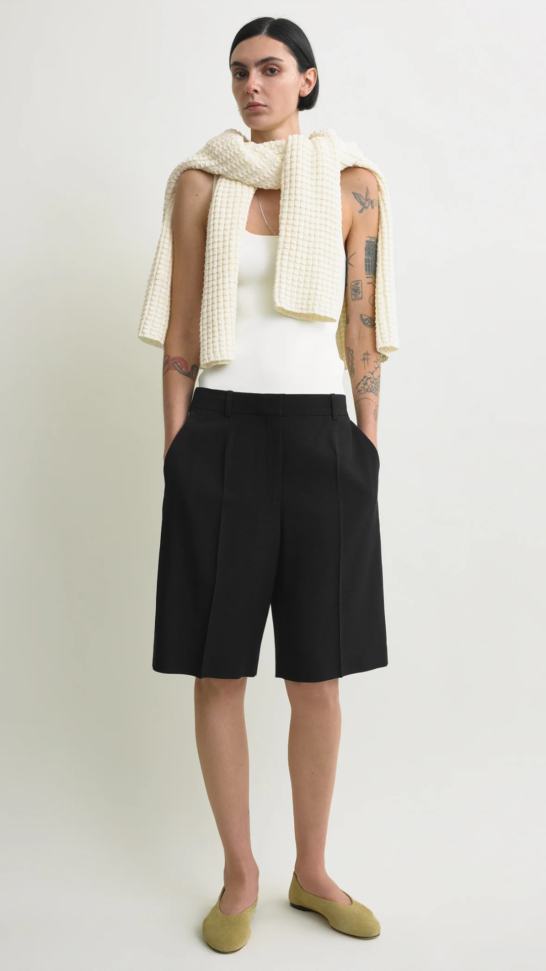 Toteme Wide Fluid Shorts in Black