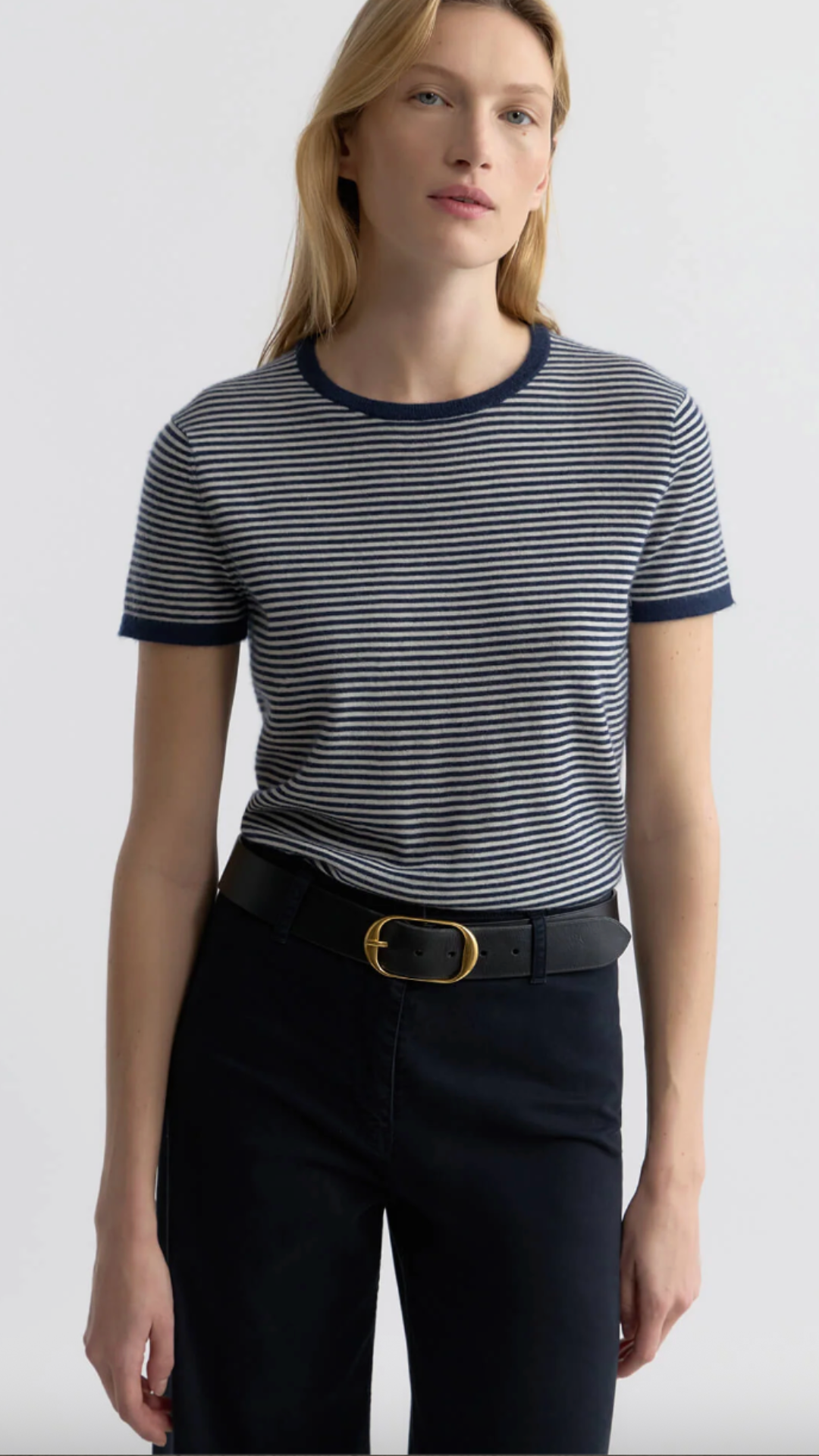 Nili Lotan Linka Stripe Sweater in Navy/Ivory Stripe