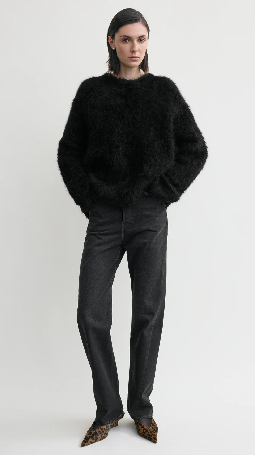 Toteme Boxy Alpaca Knit in Black