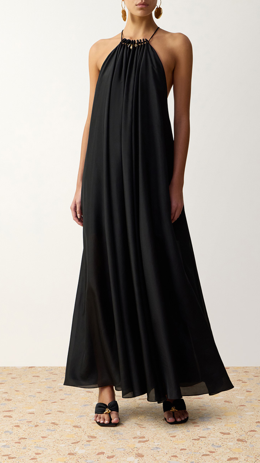 Zimmermann Fairlight Gathered Bead Maxi Dress in Black