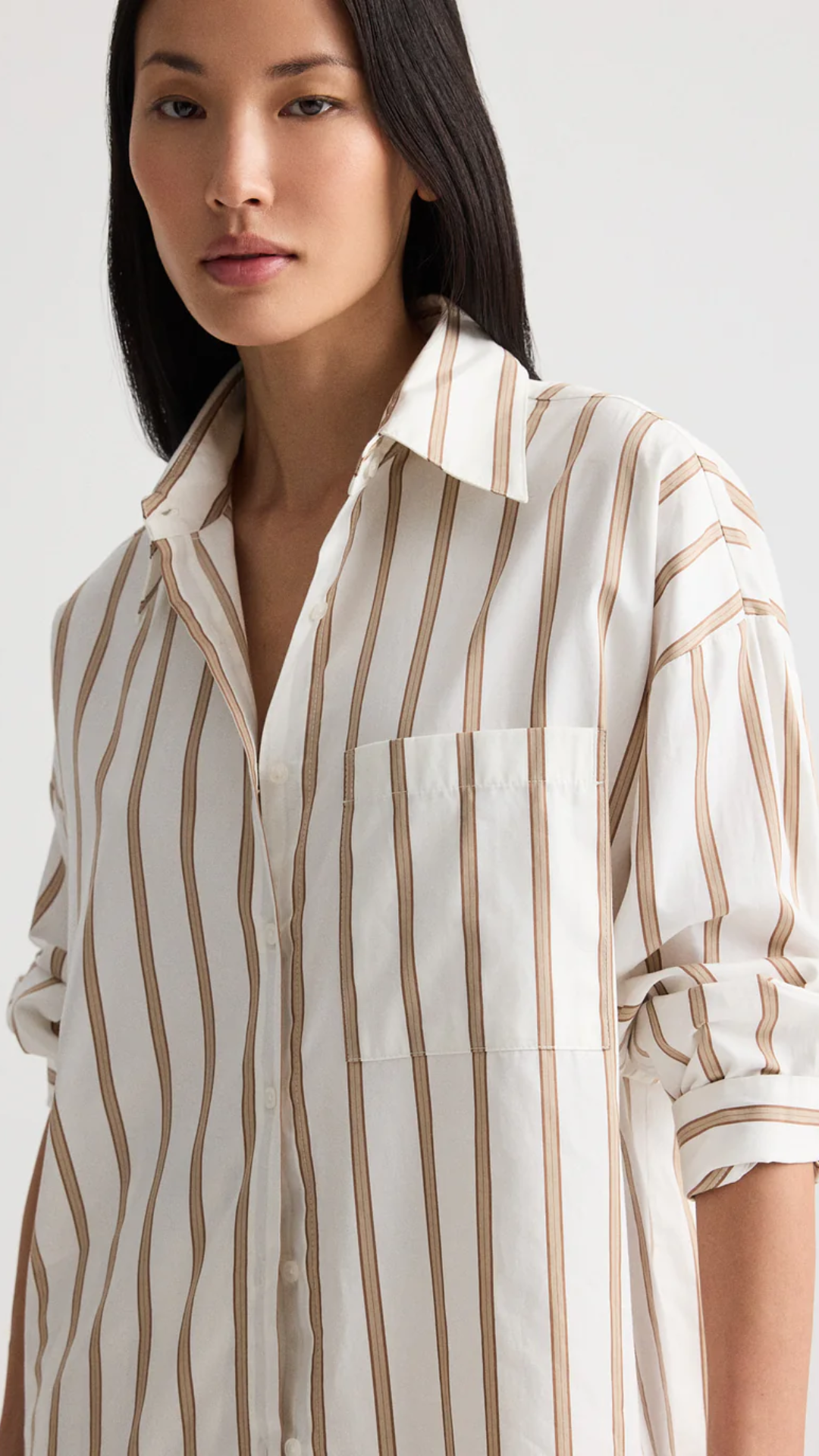 TWP Something Borrowed Shirt in White/Khaki