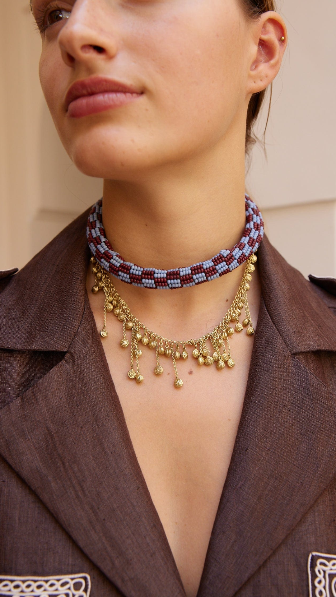 Alemais Le Jardin Bunch Bead Necklace in Chocolate Multi