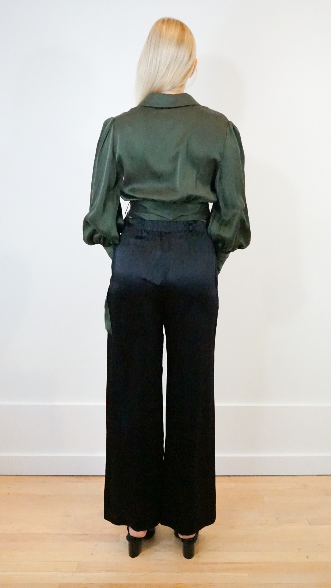 Zimmermann Silk Wrap Top in Dark Green