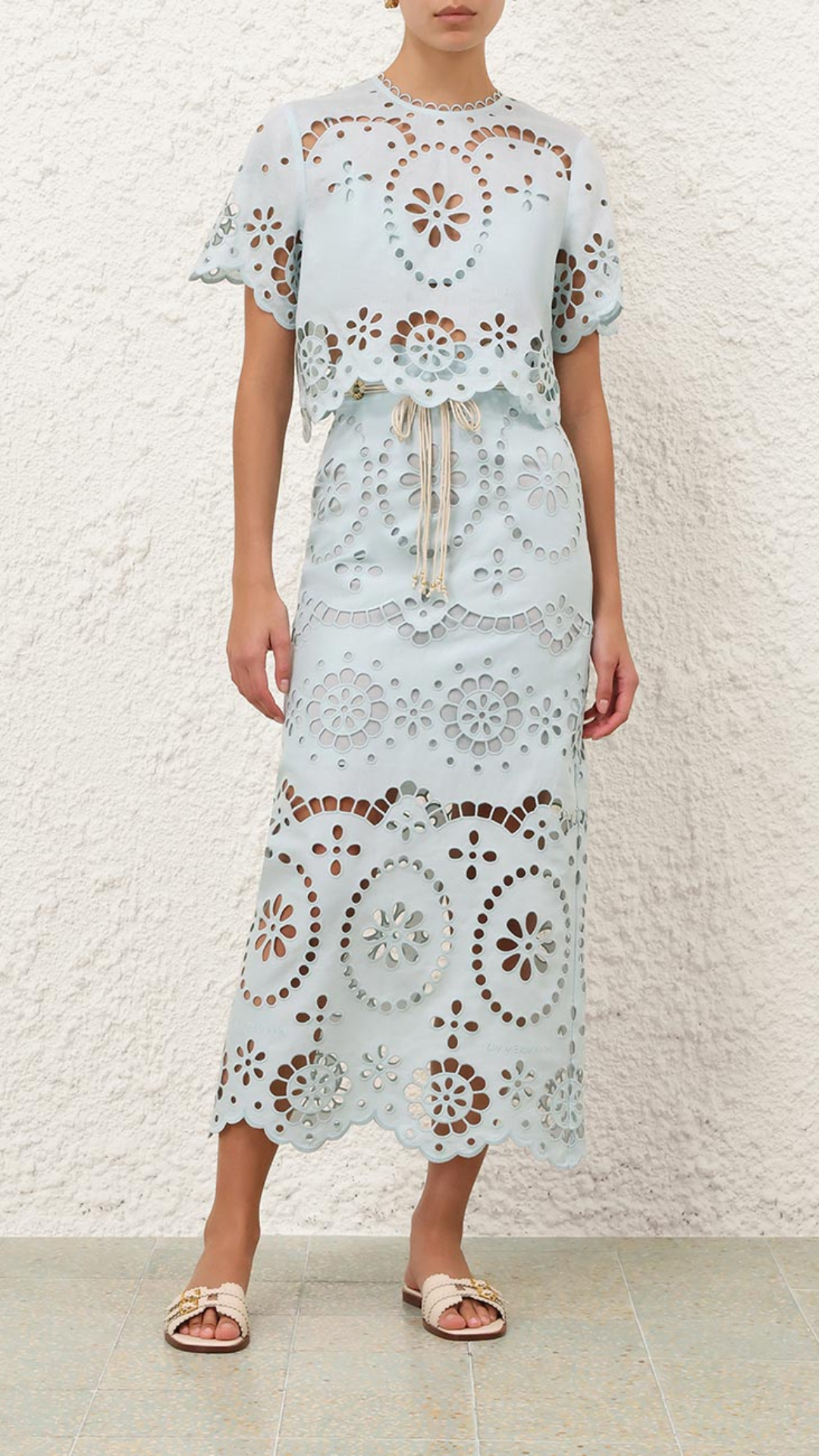 Zimmermann Awaken Embroidered Skirt in Mint