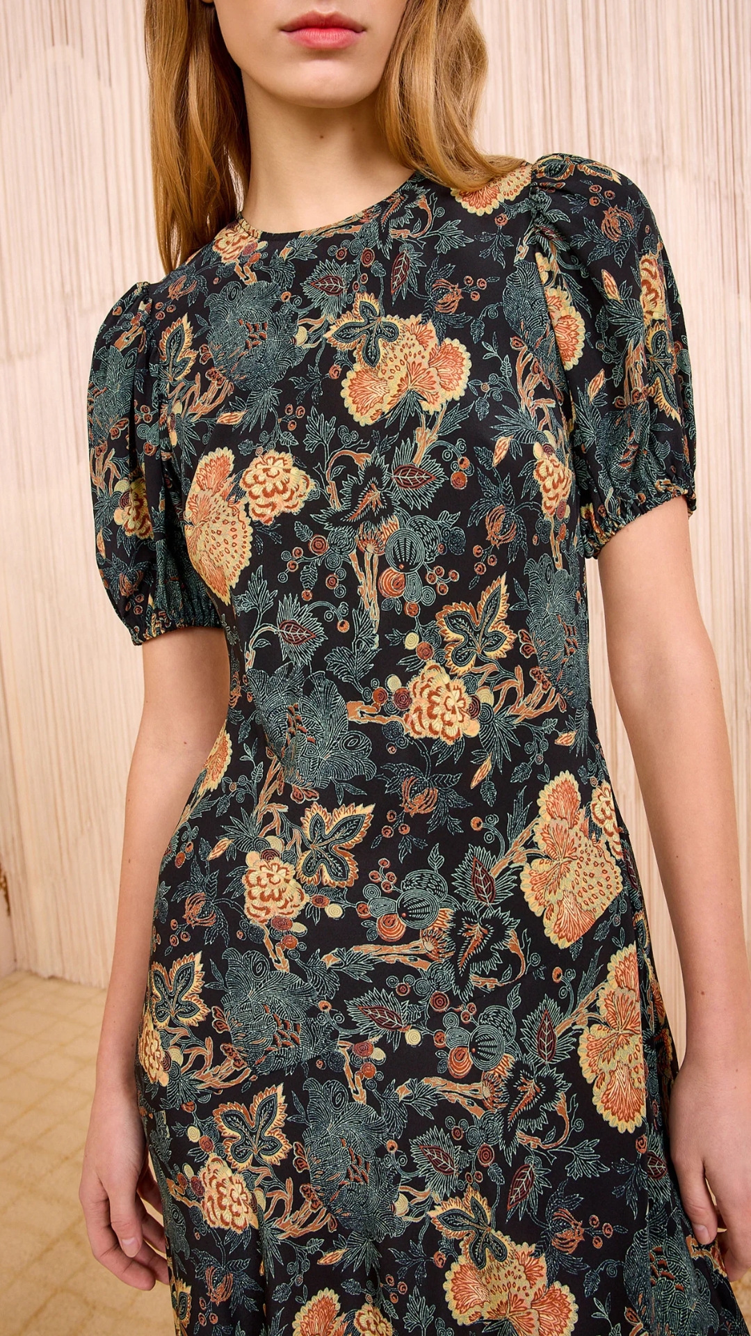 Ulla Johnson Puff Sleeve Midi Dress in Nuit