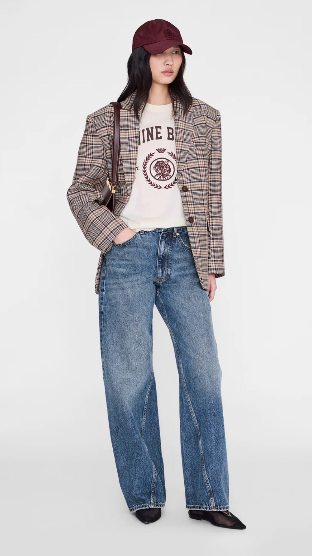 Anine Bing Jeremy Nylon Baseball Cap in Fig