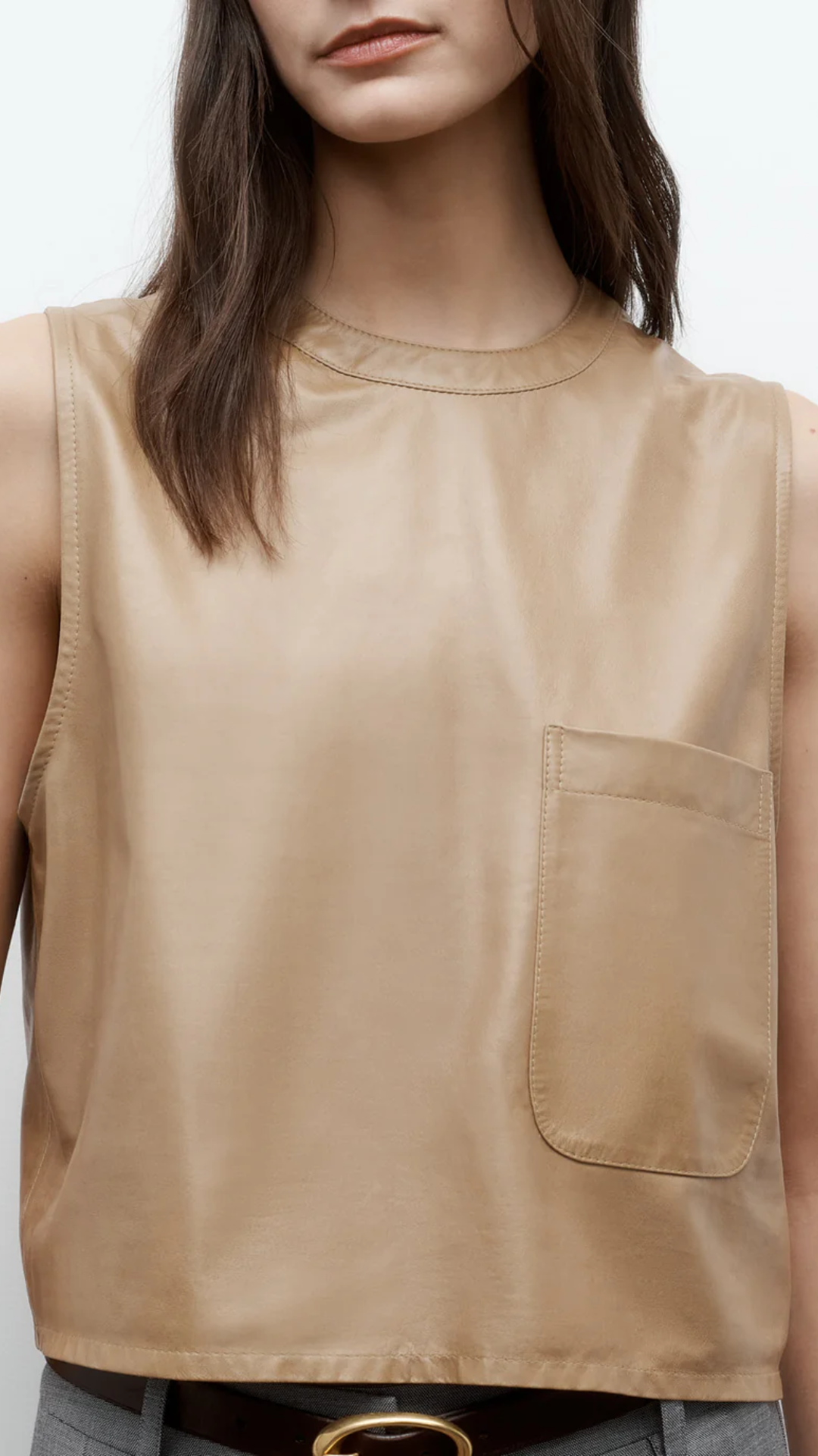 TWP Cropped Muscle Tank in Kelp
