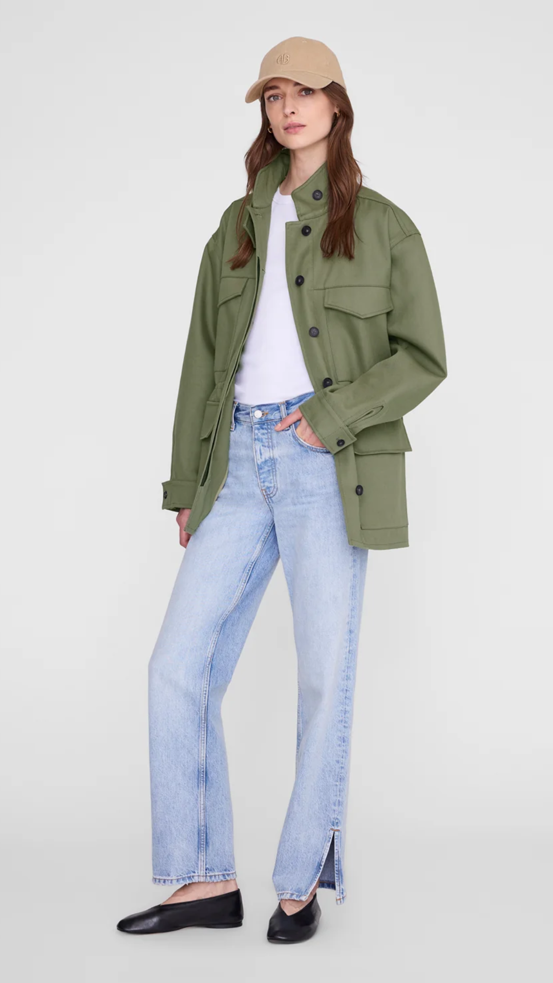 Anine Bing Jeremy Baseball Cap AB Corduroy in Beige