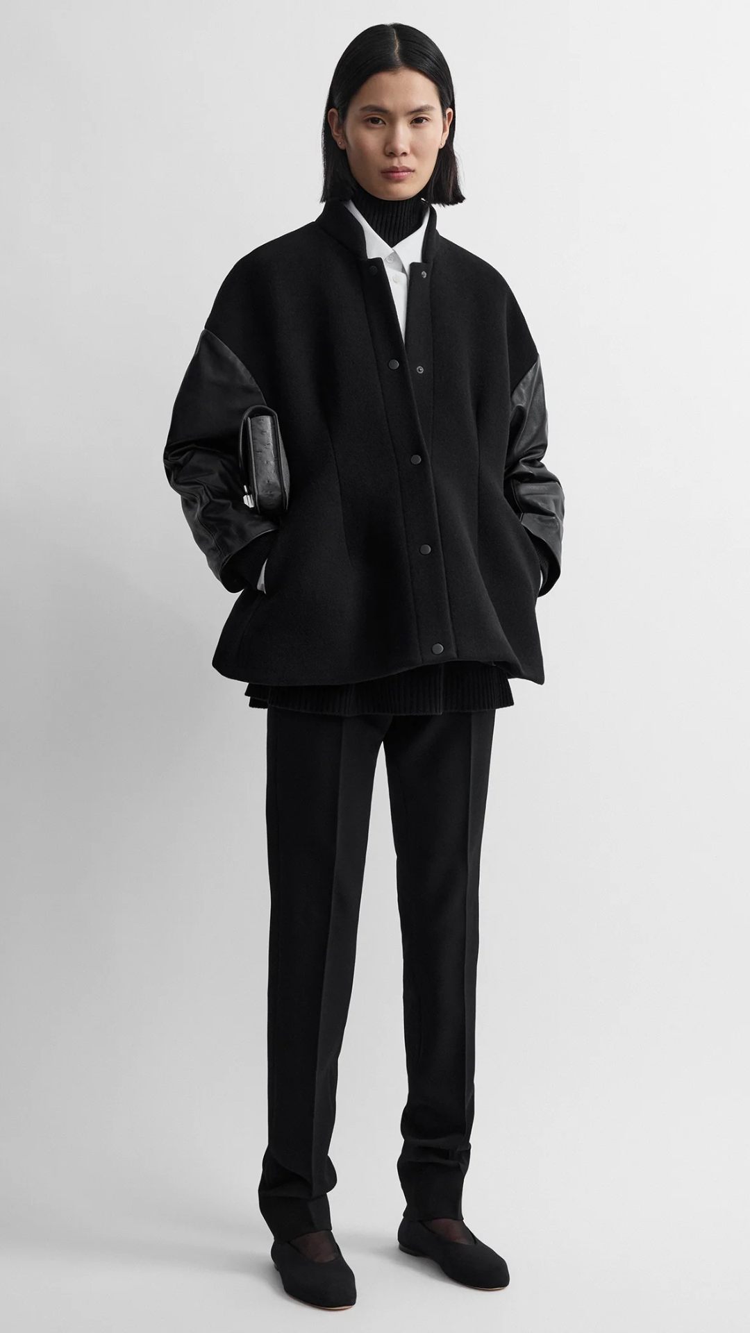 Toteme Varsity Wool Jacket in Black