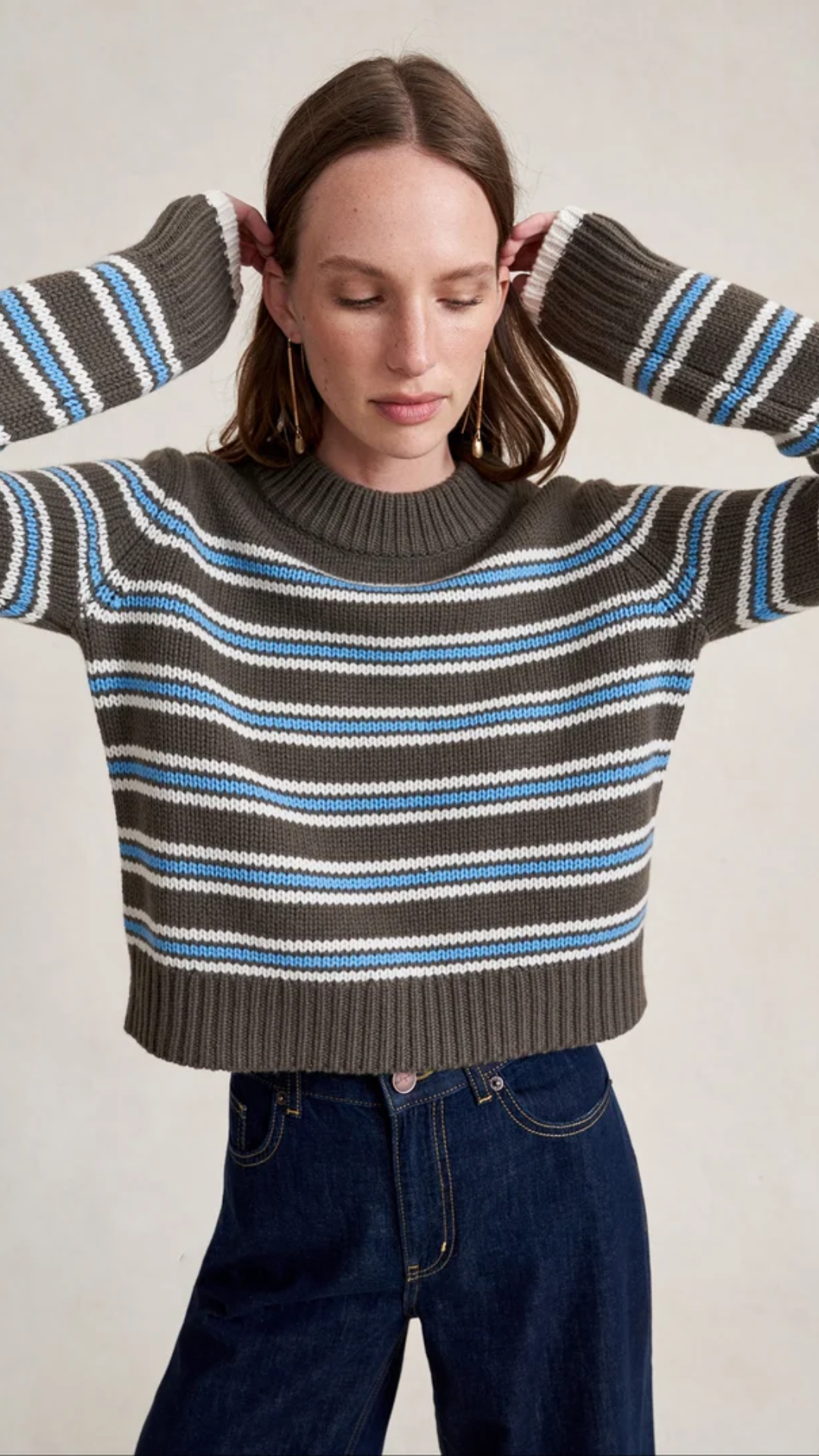 La Ligne Mini Marin Sweater in Taupe/Cerulean