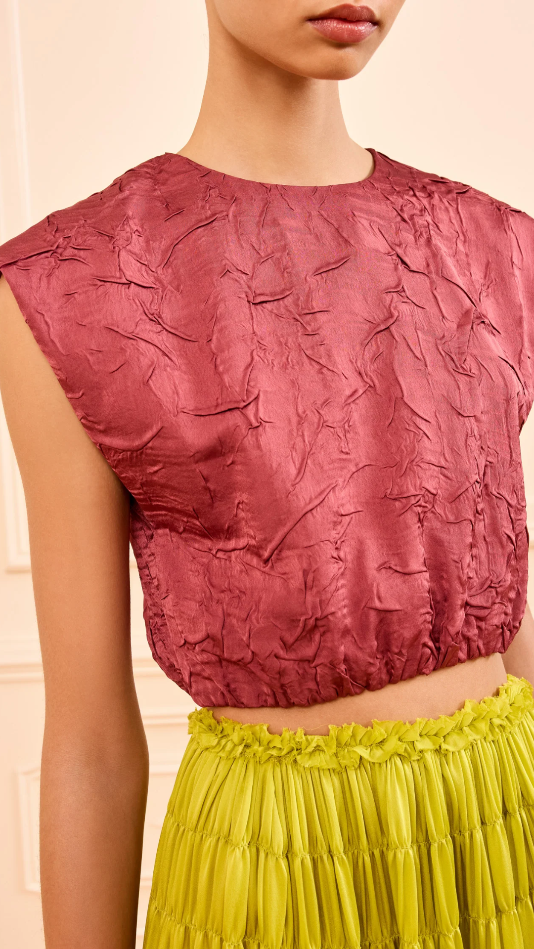 Ulla Johnson Gisella Satin Crop Top in Fig