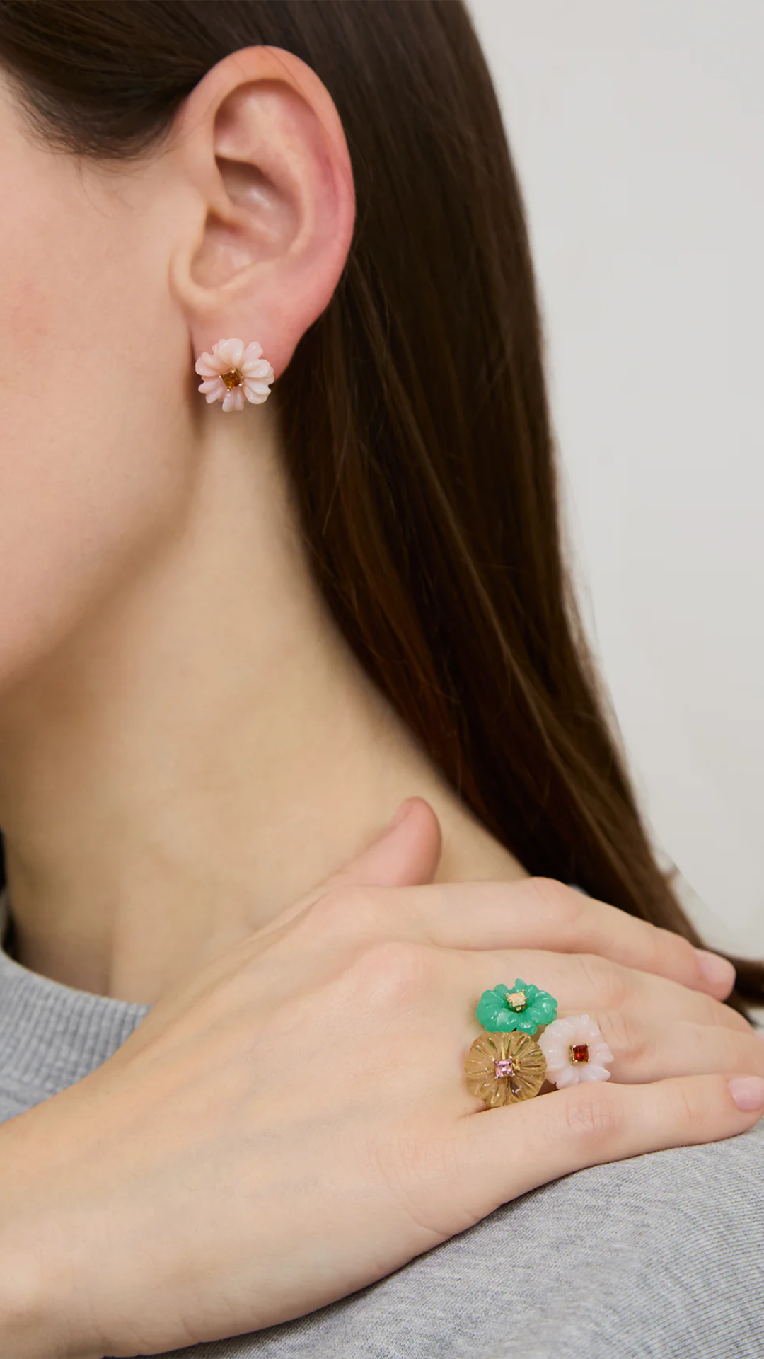 Aliita Blossom Carre Chrysoprase + Opal Ring