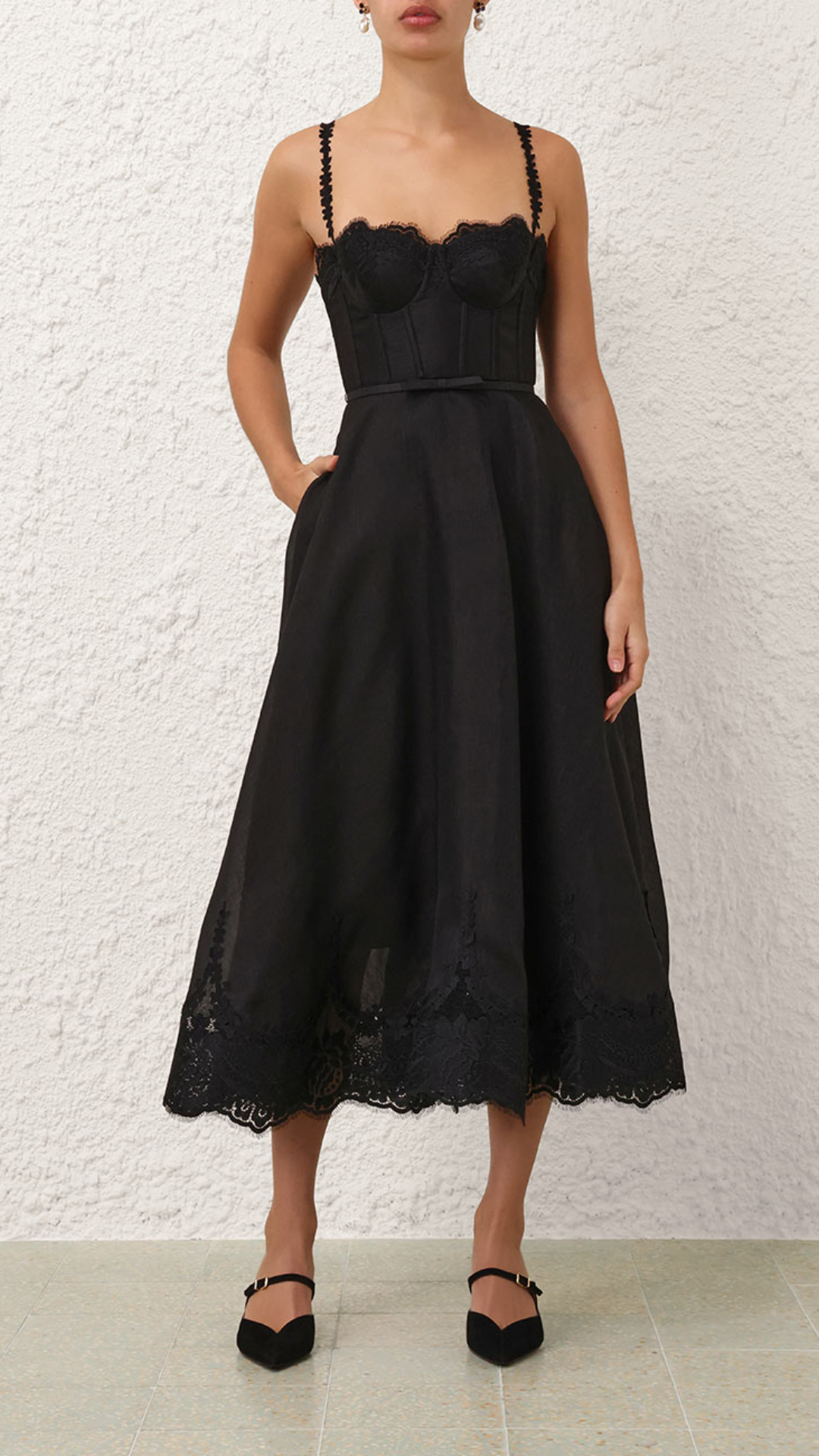 Zimmermann Lace Trim Picnic Dress in Black