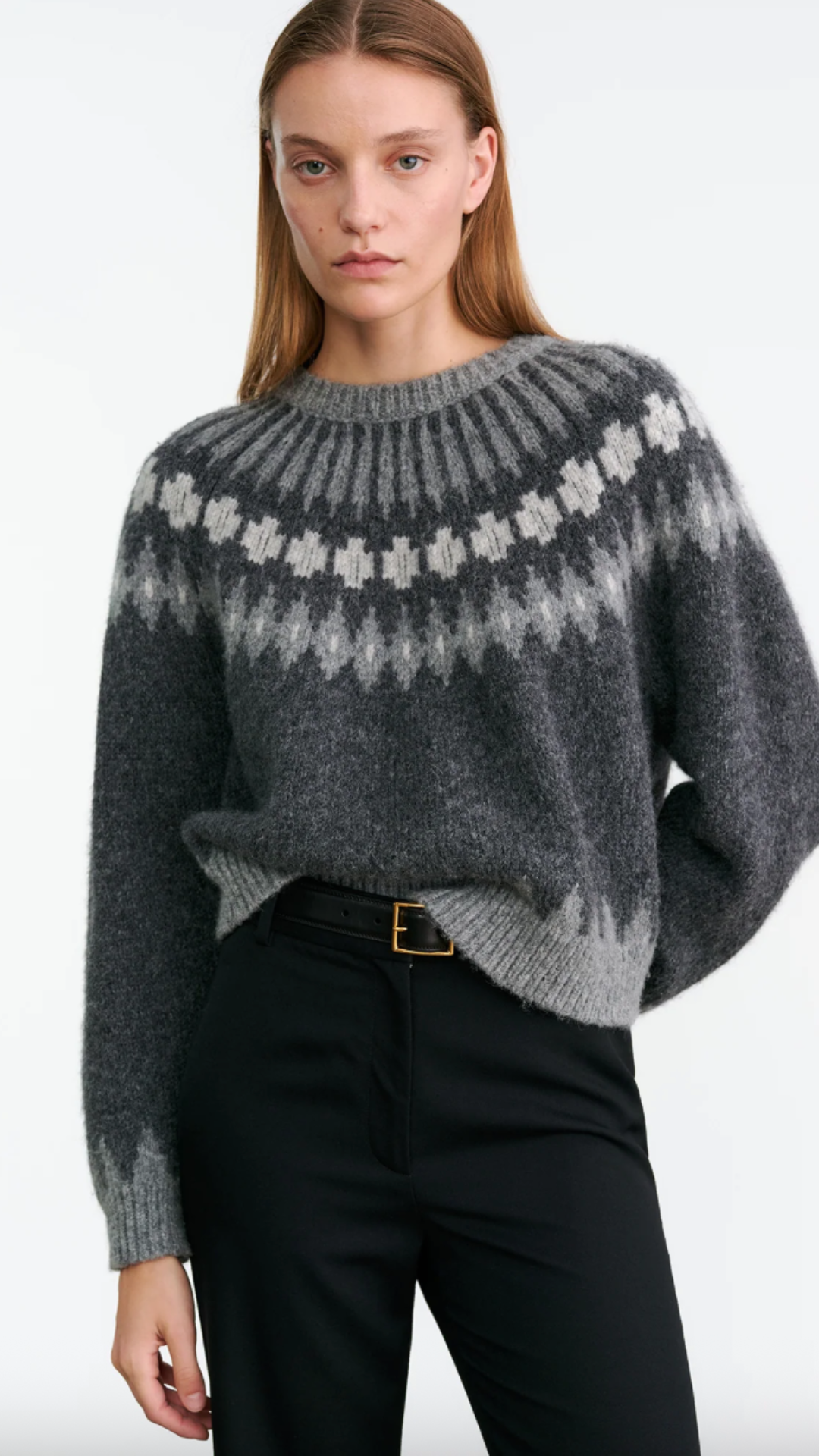 Nili Lotan Alena Sweater in Dark Grey Melange