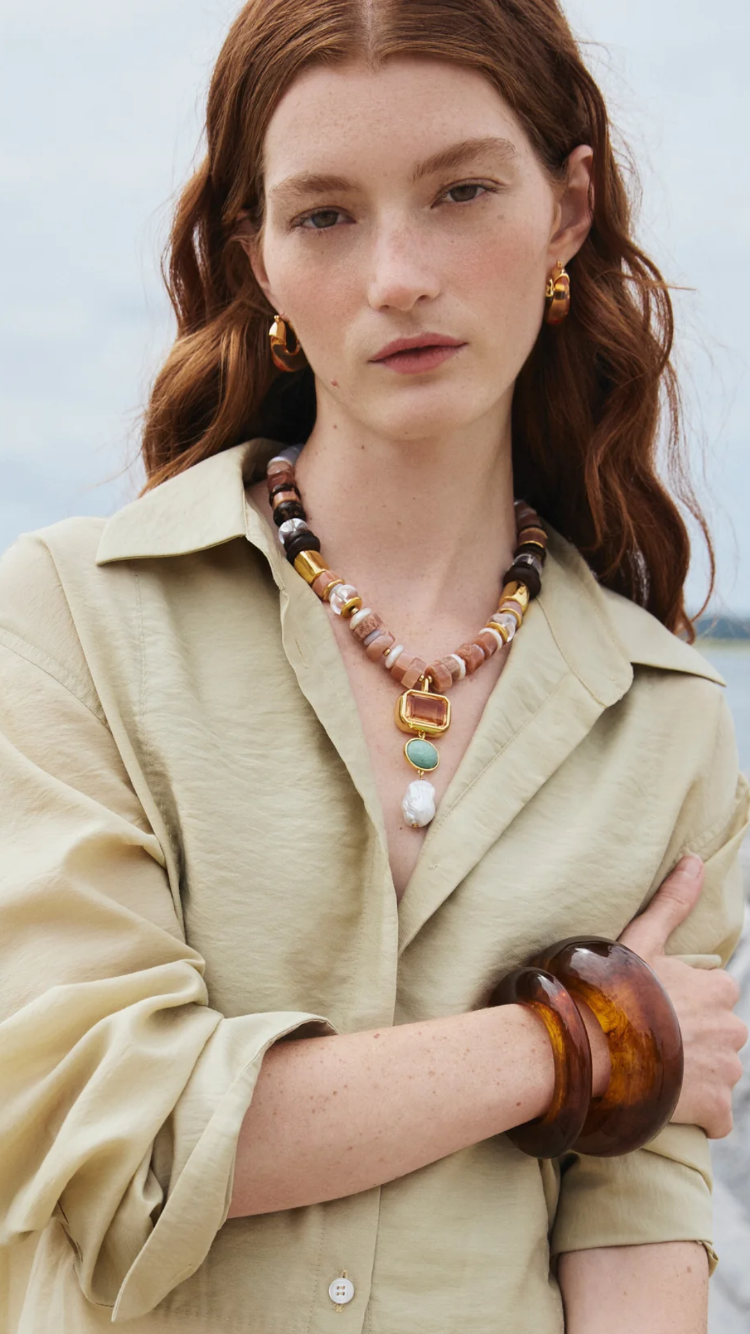 Lizzie Fortunato Mini Organic Hoops in Honey