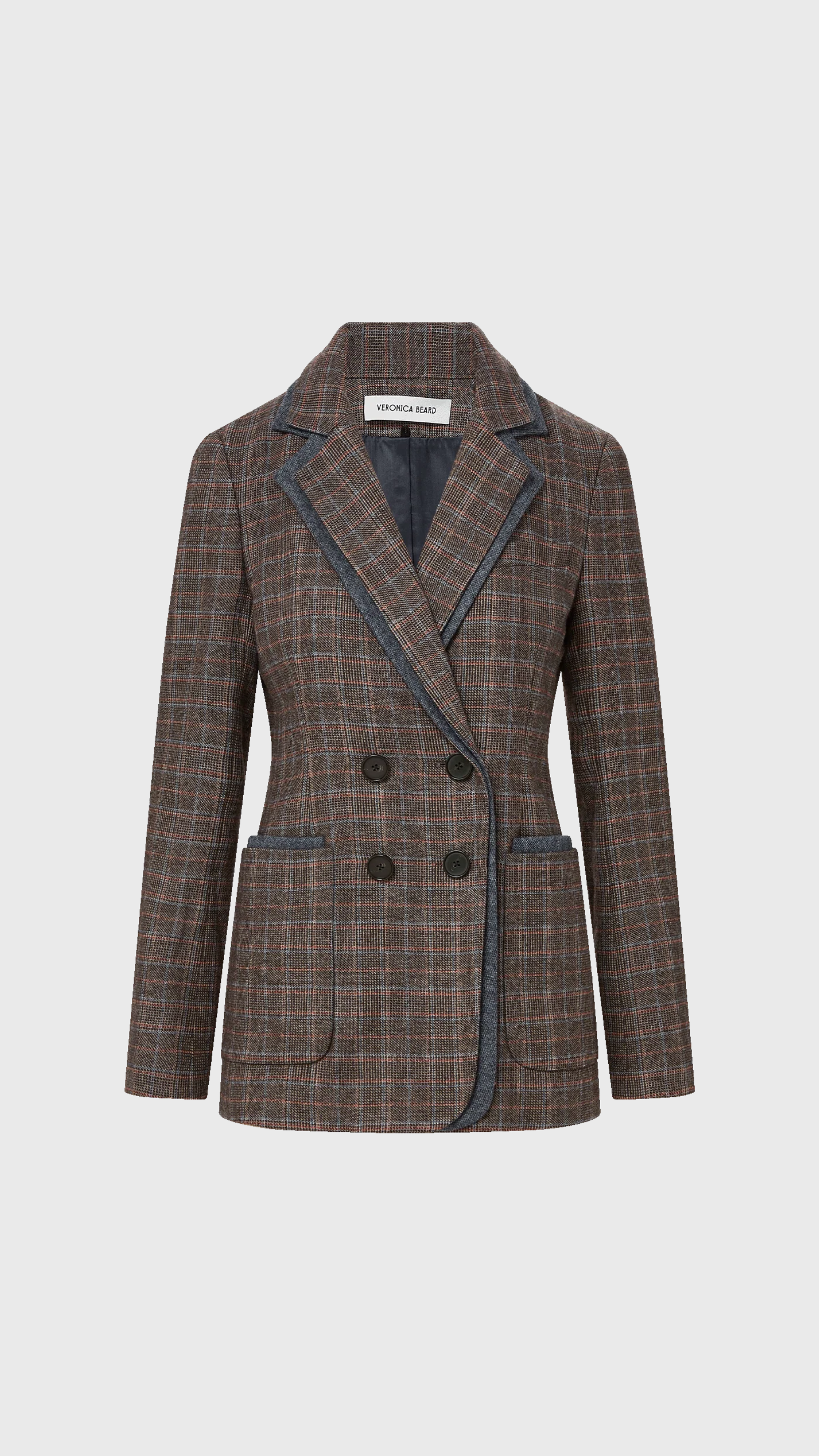 Veronica Beard Hedi Plaid Dickey Jacket in Charcoal